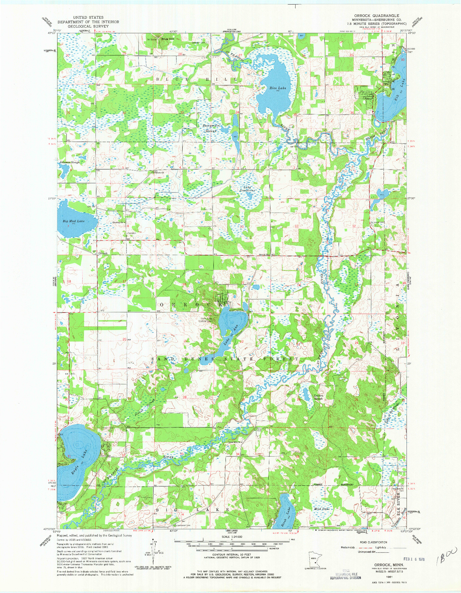 USGS 1:24000-SCALE QUADRANGLE FOR ORROCK, MN 1961