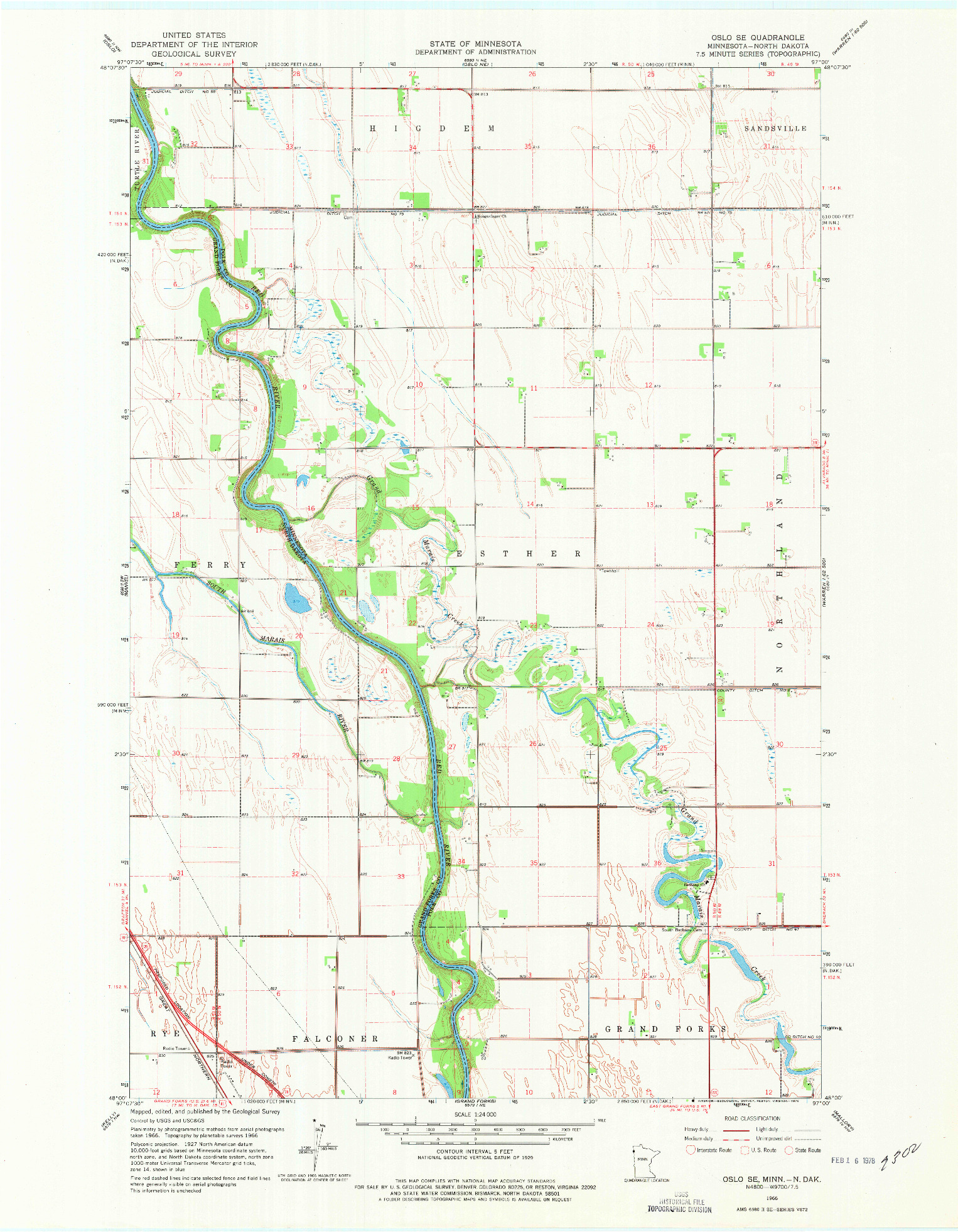 USGS 1:24000-SCALE QUADRANGLE FOR OSLO SE, MN 1966