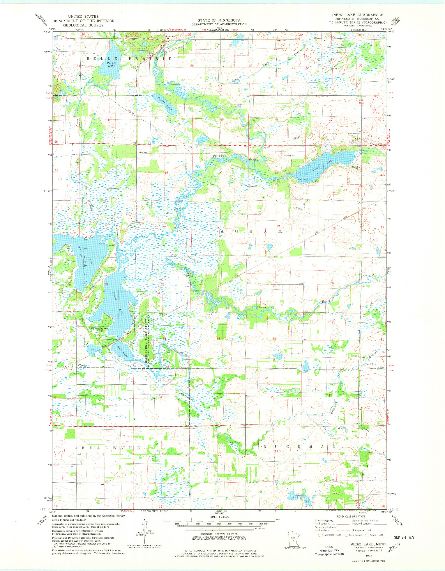 USGS 1:24000-SCALE QUADRANGLE FOR PIERZ LAKE, MN 1978