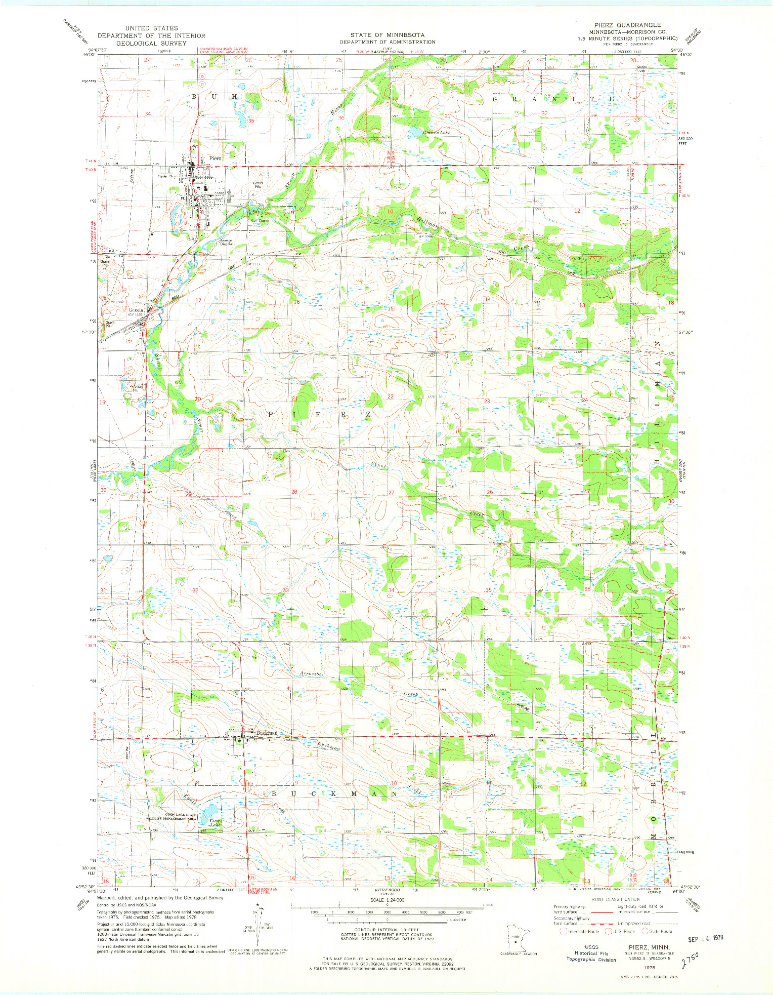 USGS 1:24000-SCALE QUADRANGLE FOR PIERZ, MN 1978