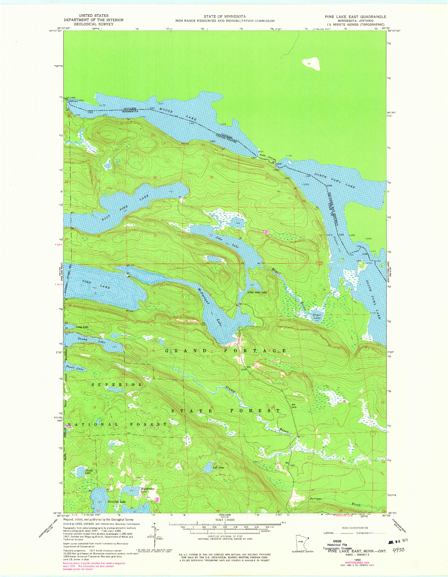 USGS 1:24000-SCALE QUADRANGLE FOR PINE LAKE EAST, MN 1959