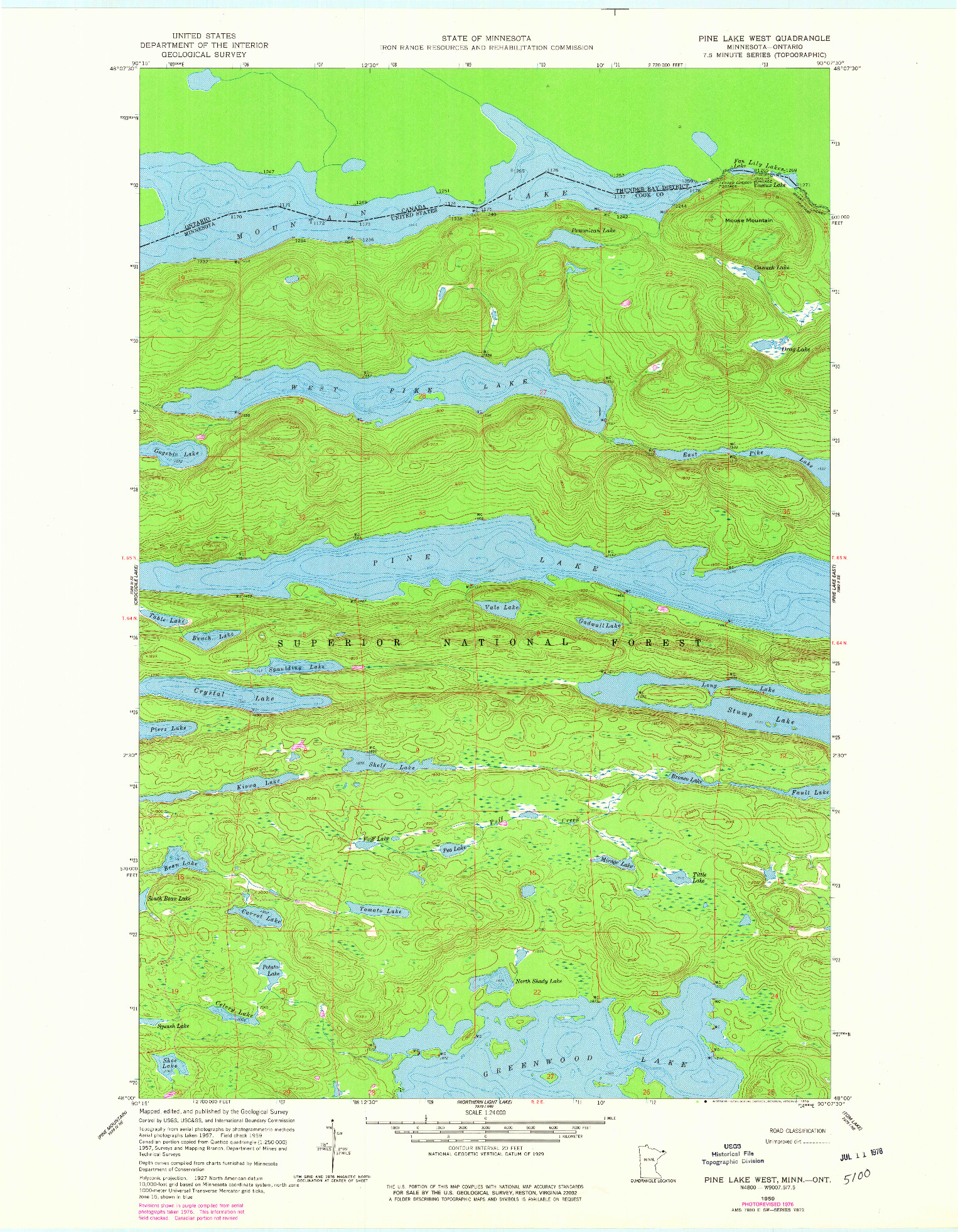 USGS 1:24000-SCALE QUADRANGLE FOR PINE LAKE WEST, MN 1959