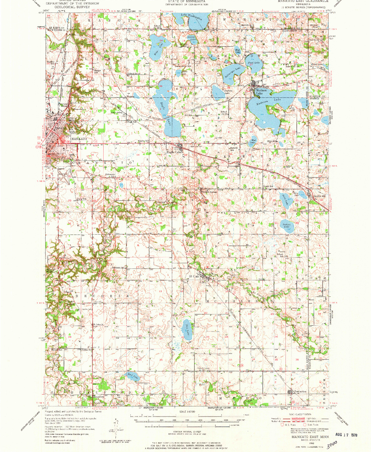 USGS 1:62500-SCALE QUADRANGLE FOR MANKATO EAST, MN 1950