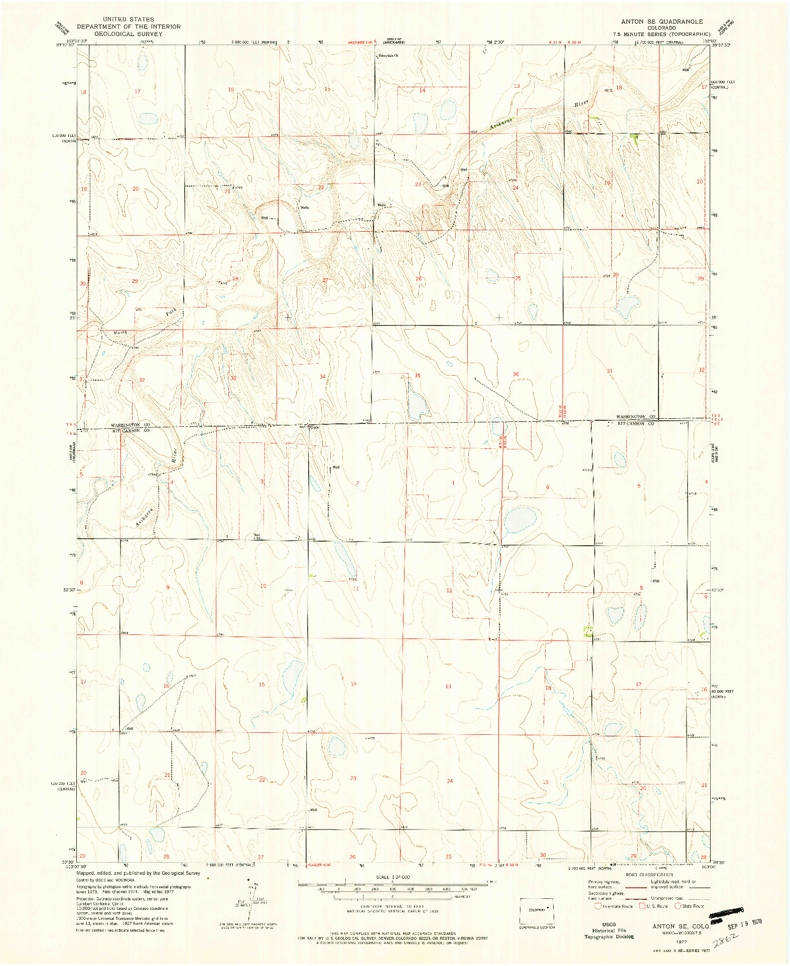 USGS 1:24000-SCALE QUADRANGLE FOR ANTON SE, CO 1977