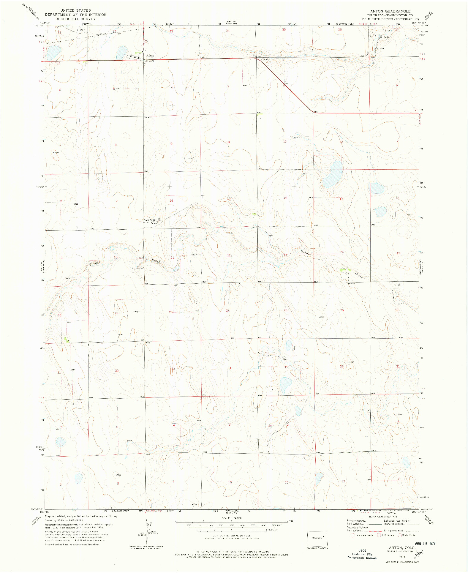 USGS 1:24000-SCALE QUADRANGLE FOR ANTON, CO 1978