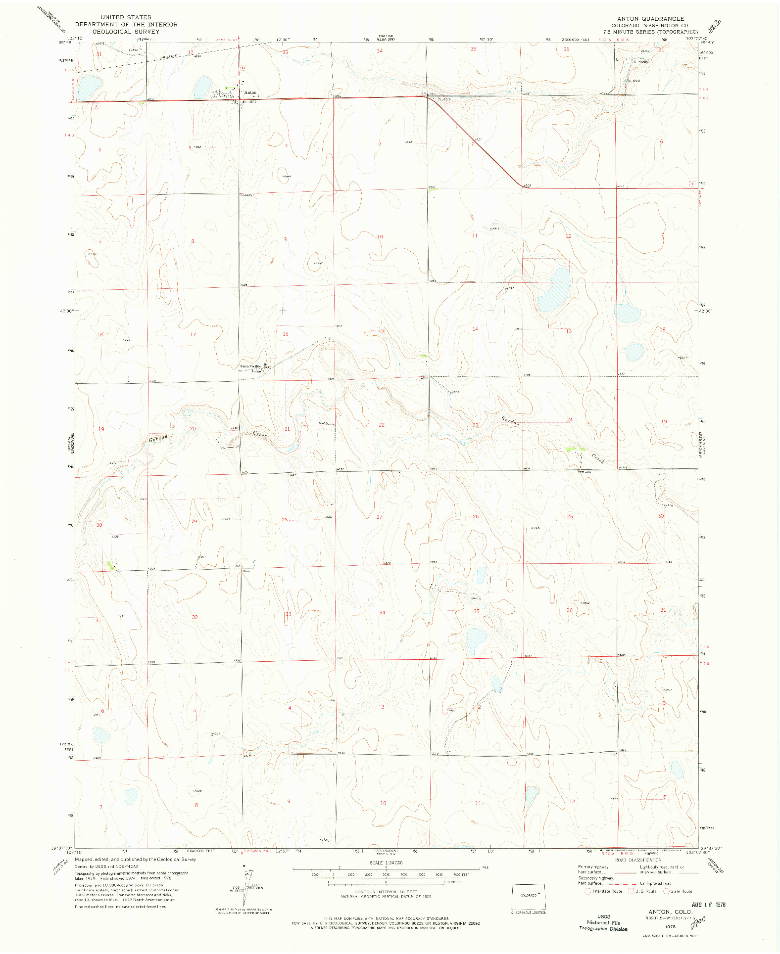 USGS 1:24000-SCALE QUADRANGLE FOR ANTON, CO 1978