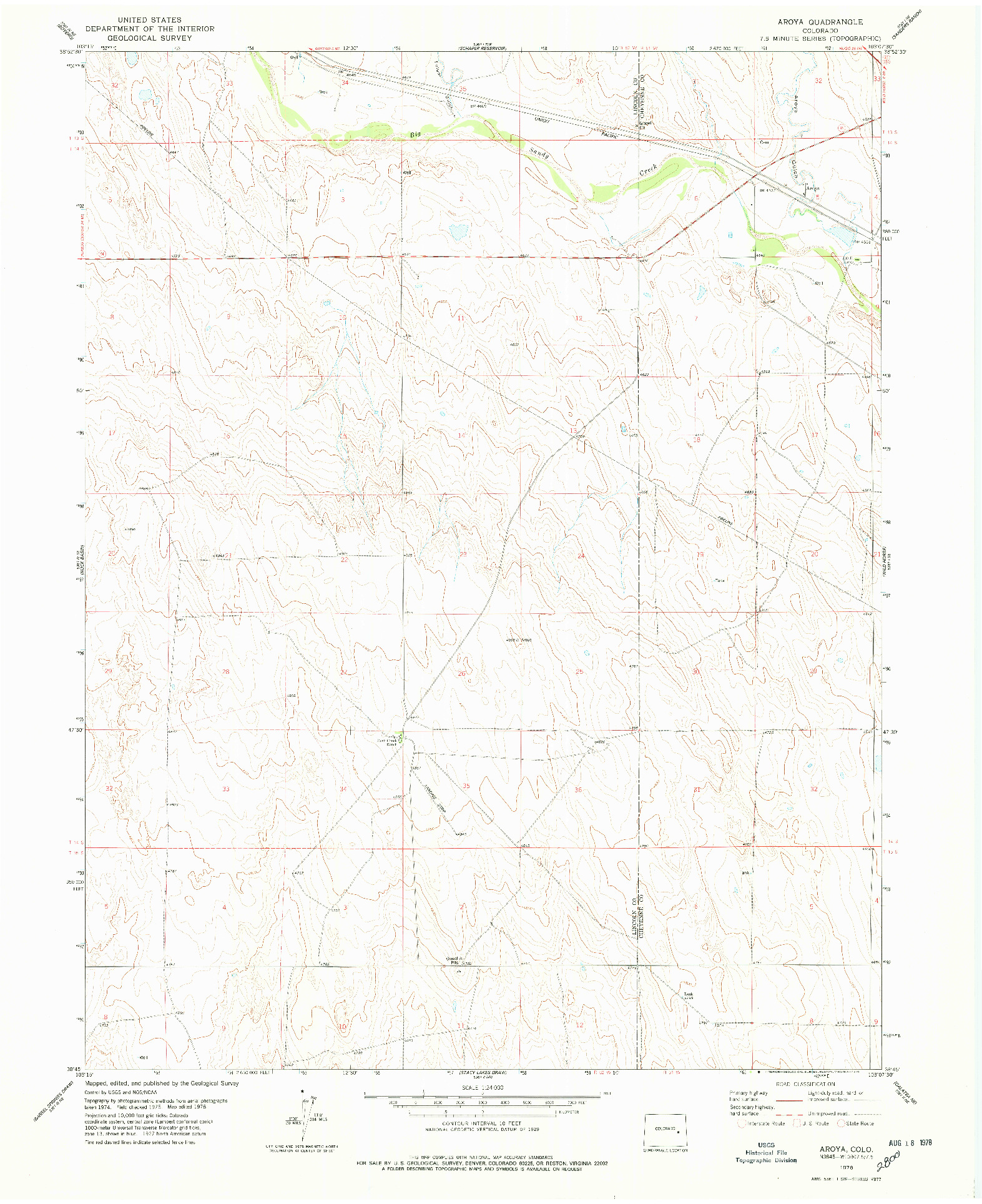 USGS 1:24000-SCALE QUADRANGLE FOR AROYA, CO 1978