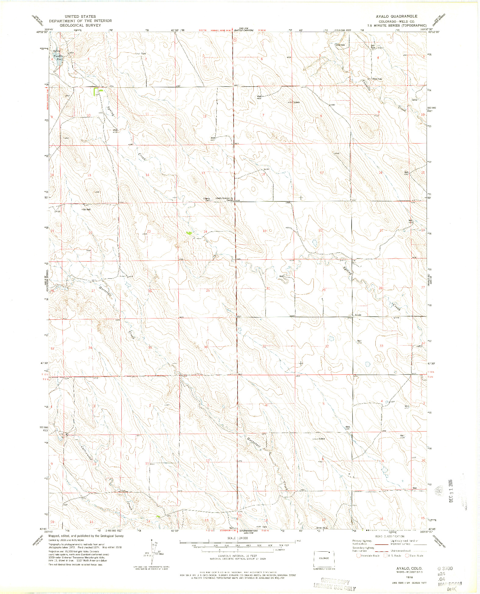 USGS 1:24000-SCALE QUADRANGLE FOR AVALO, CO 1978