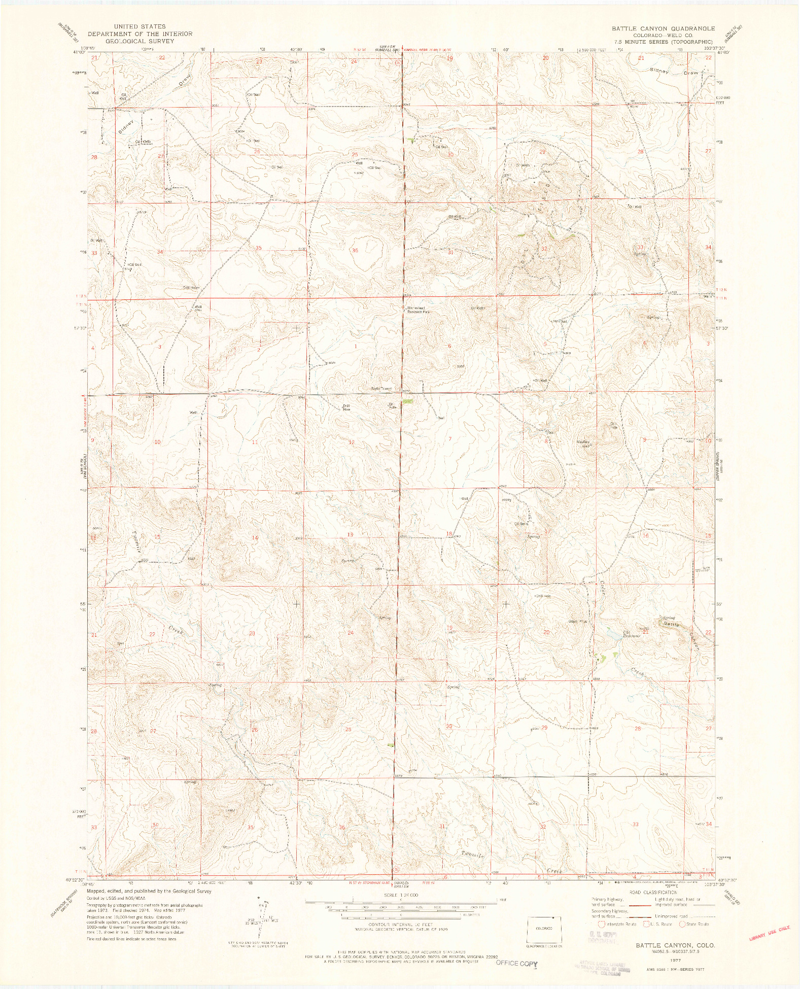 USGS 1:24000-SCALE QUADRANGLE FOR BATTLE CANYON, CO 1977