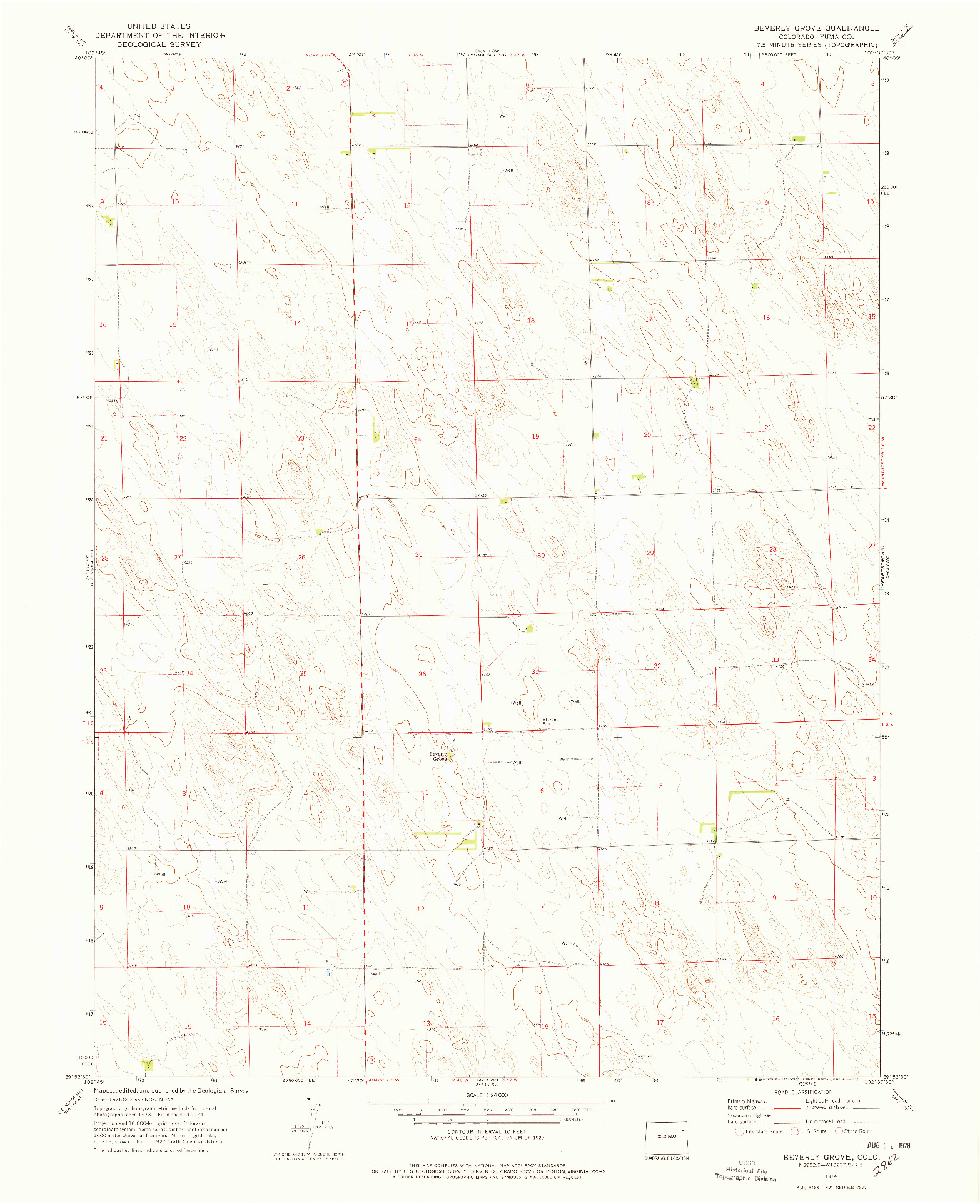 USGS 1:24000-SCALE QUADRANGLE FOR BEVERLY GROVE, CO 1974
