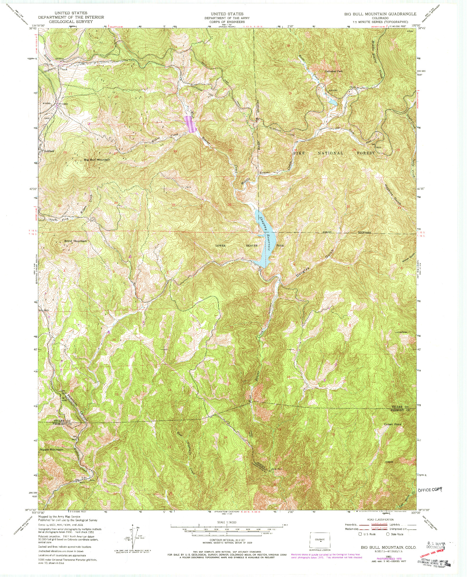 USGS 1:24000-SCALE QUADRANGLE FOR BIG BULL MOUNTAIN, CO 1951