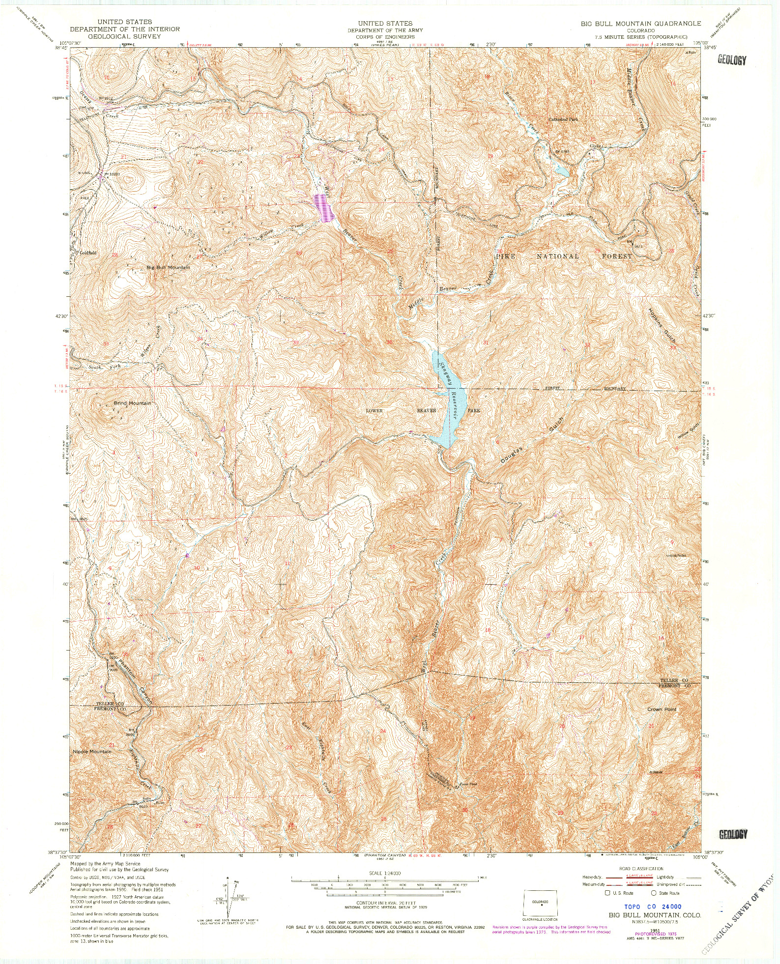 USGS 1:24000-SCALE QUADRANGLE FOR BIG BULL MOUNTAIN, CO 1951