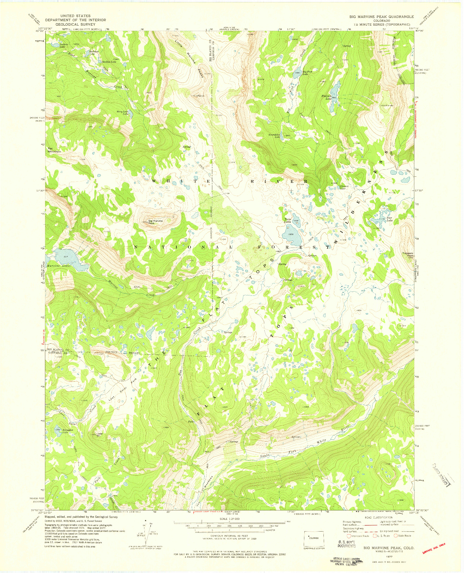 USGS 1:24000-SCALE QUADRANGLE FOR BIG MARVINE PEAK, CO 1977