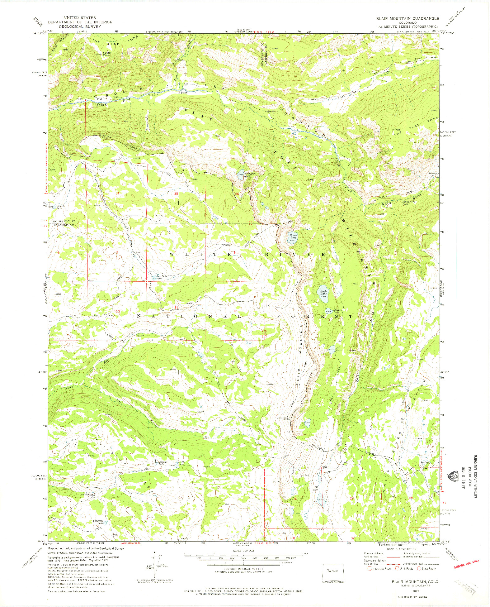 USGS 1:24000-SCALE QUADRANGLE FOR BLAIR MOUNTAIN, CO 1977