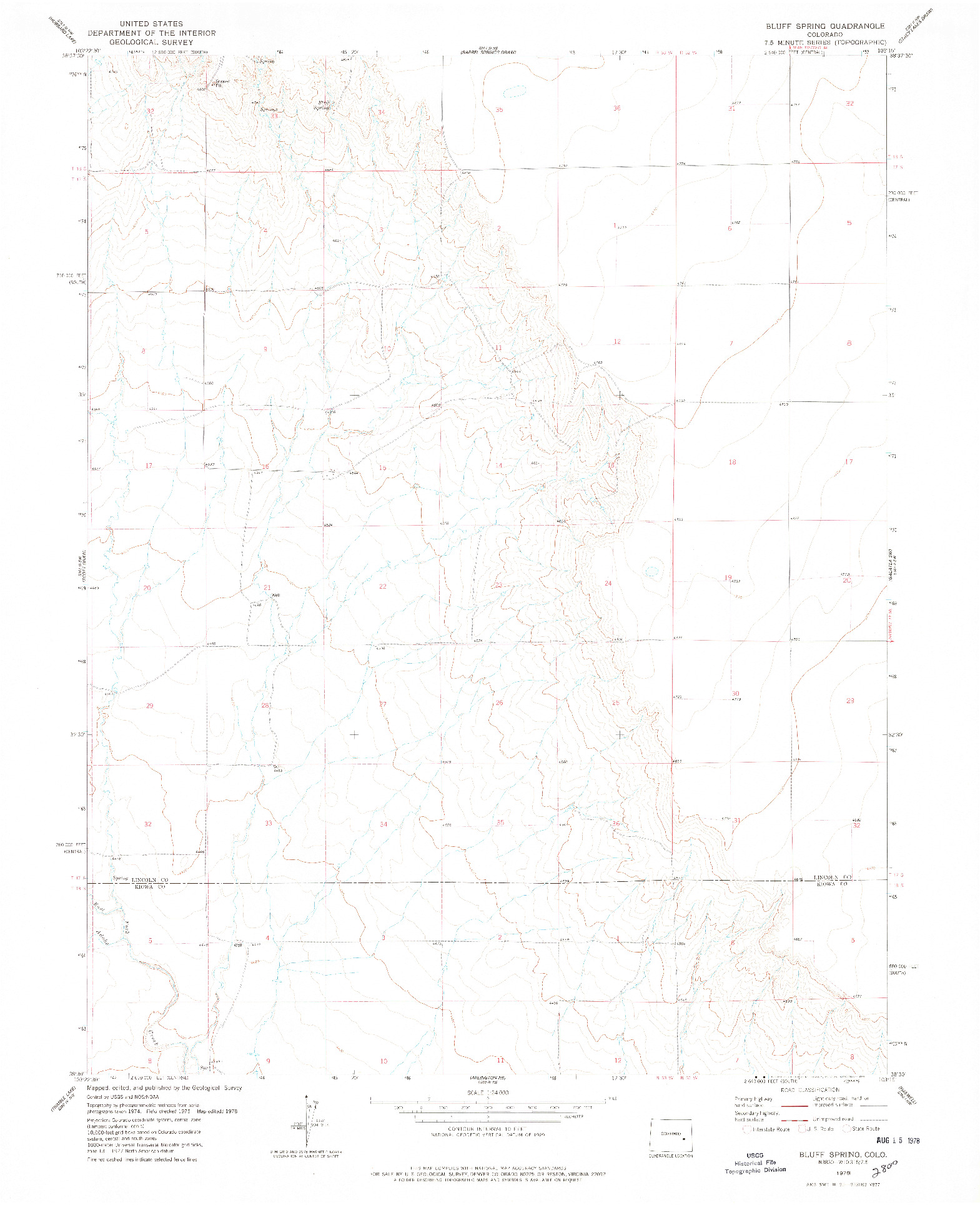 USGS 1:24000-SCALE QUADRANGLE FOR BLUFF SPRING, CO 1978