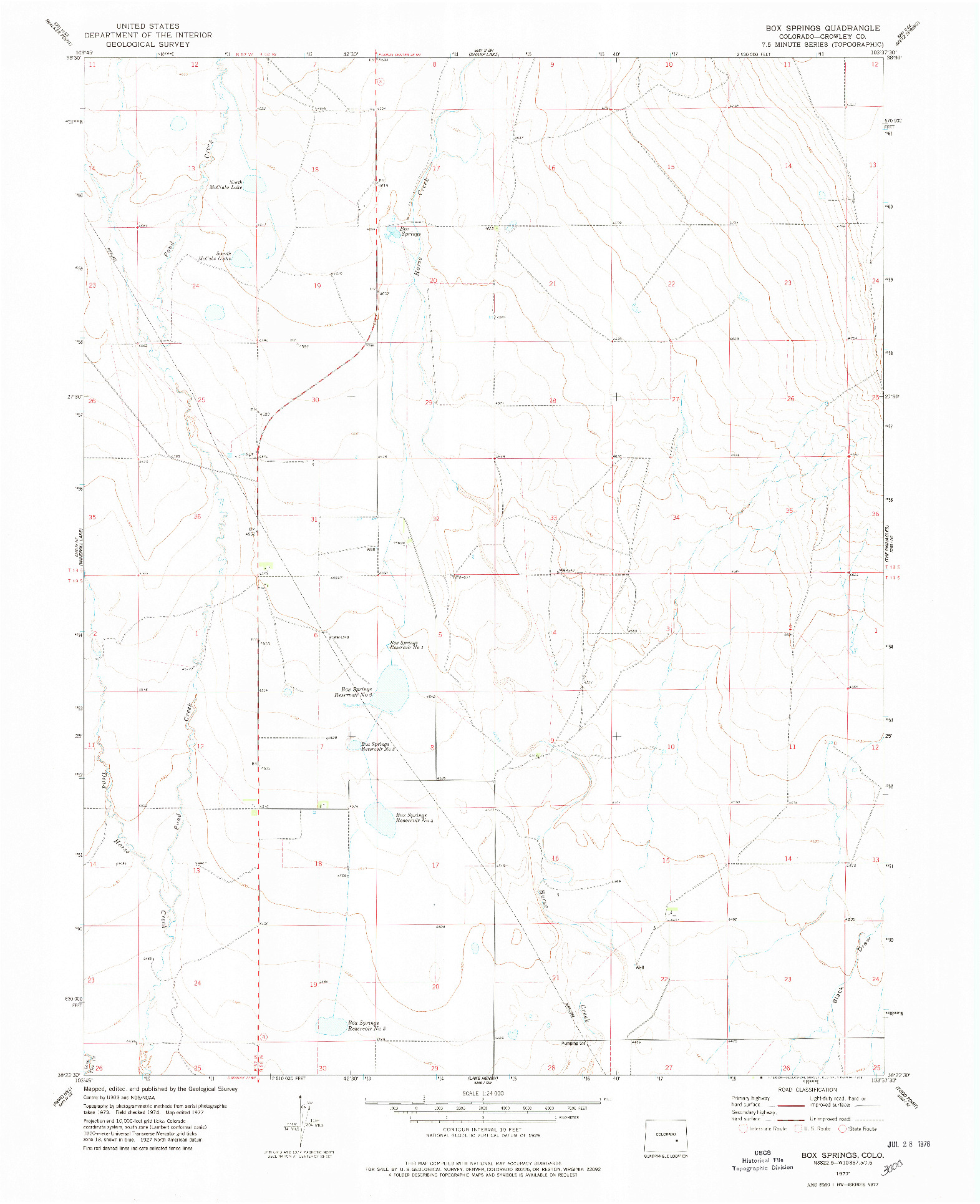 USGS 1:24000-SCALE QUADRANGLE FOR BOX SPRINGS, CO 1977