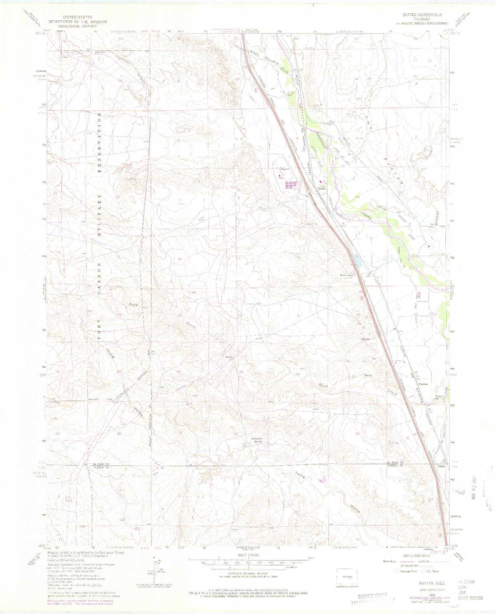 USGS 1:24000-SCALE QUADRANGLE FOR BUTTES, CO 1961