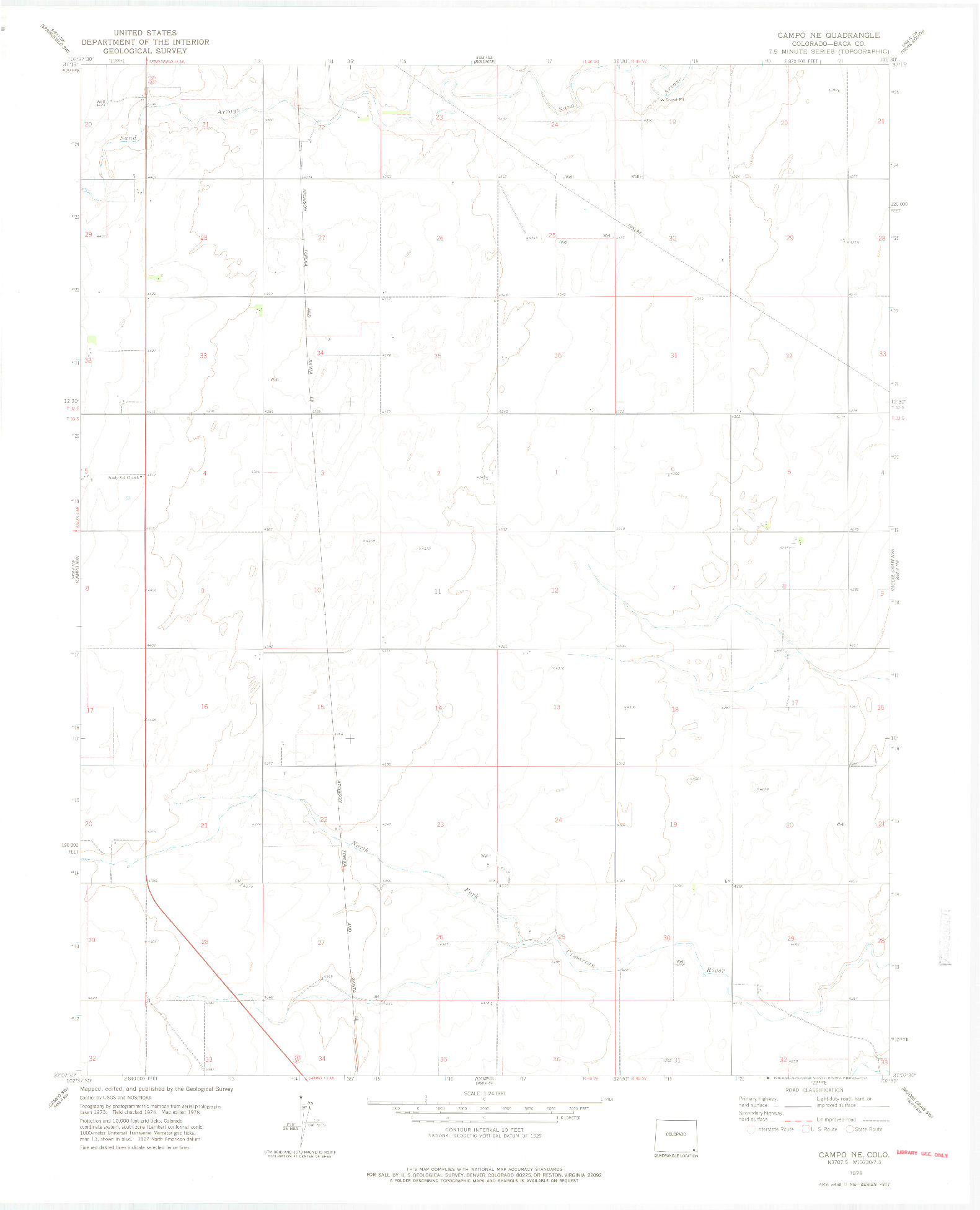 USGS 1:24000-SCALE QUADRANGLE FOR CAMPO NE, CO 1978