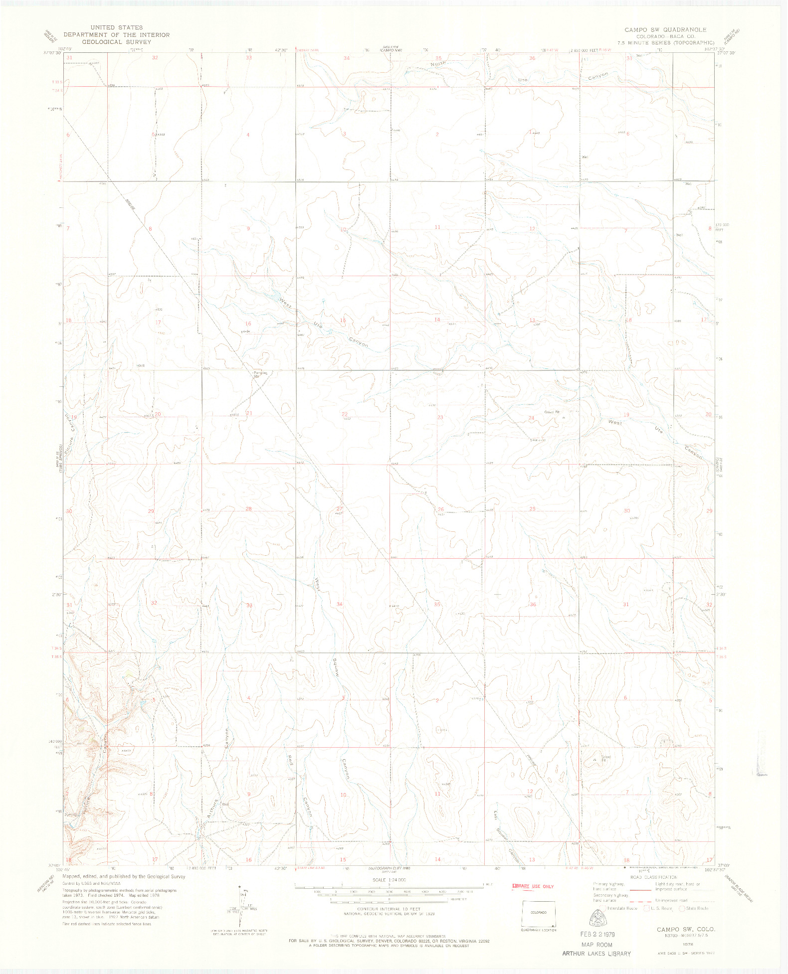 USGS 1:24000-SCALE QUADRANGLE FOR CAMPO SW, CO 1978