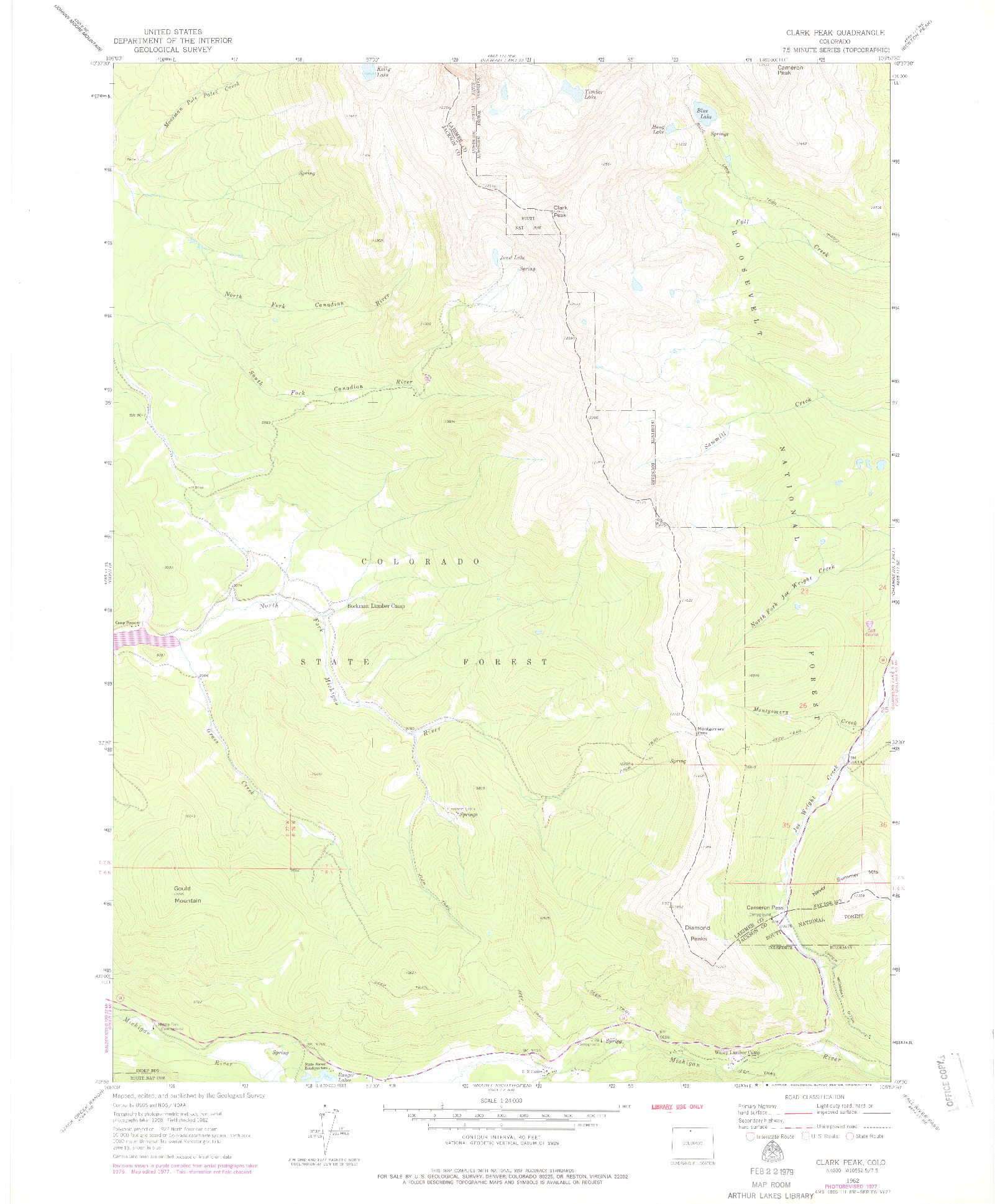 USGS 1:24000-SCALE QUADRANGLE FOR CLARK PEAK, CO 1962