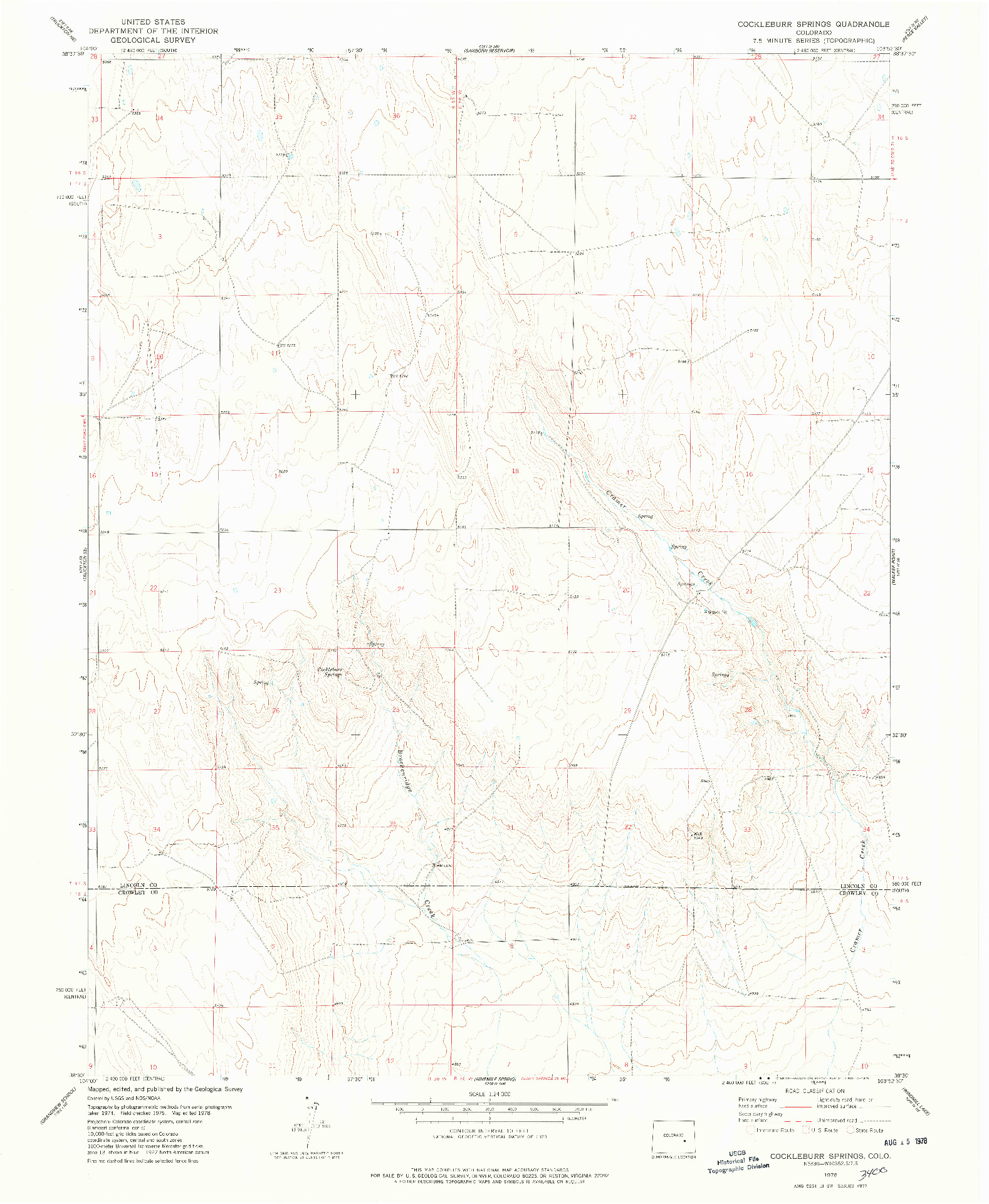 USGS 1:24000-SCALE QUADRANGLE FOR COCKLEBURR SPRINGS, CO 1978