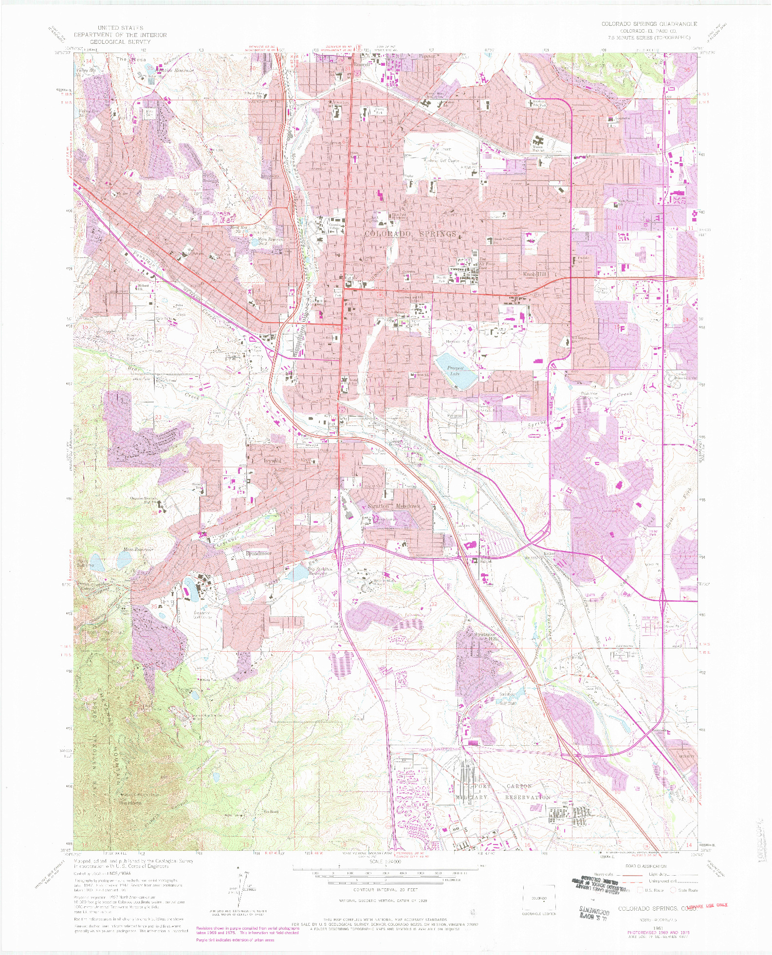 USGS 1:24000-SCALE QUADRANGLE FOR COLORADO SPRINGS, CO 1961