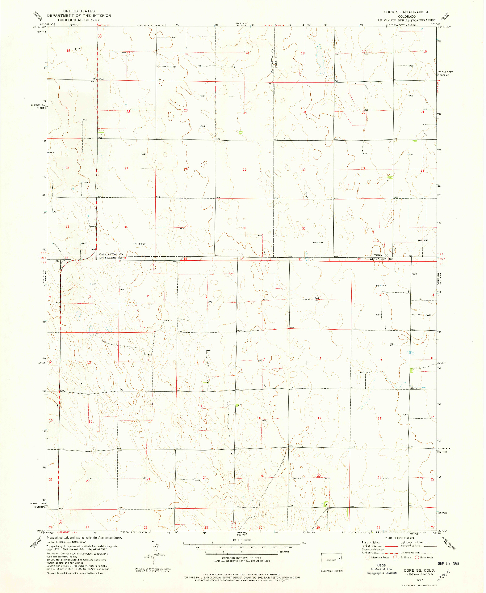 USGS 1:24000-SCALE QUADRANGLE FOR COPE SE, CO 1977