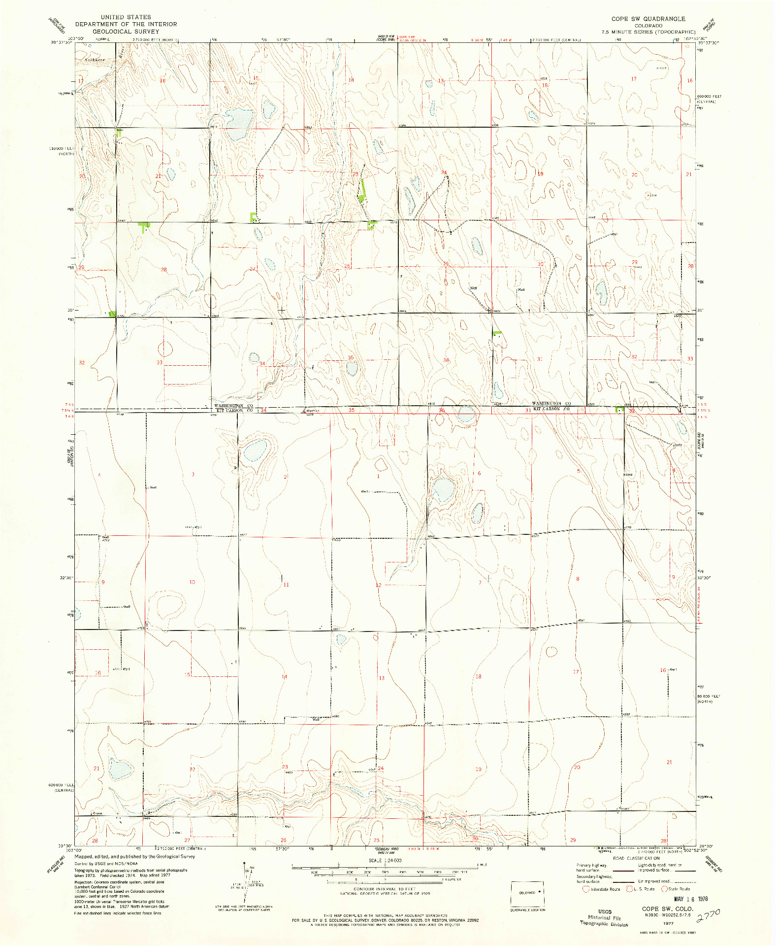 USGS 1:24000-SCALE QUADRANGLE FOR COPE SW, CO 1977