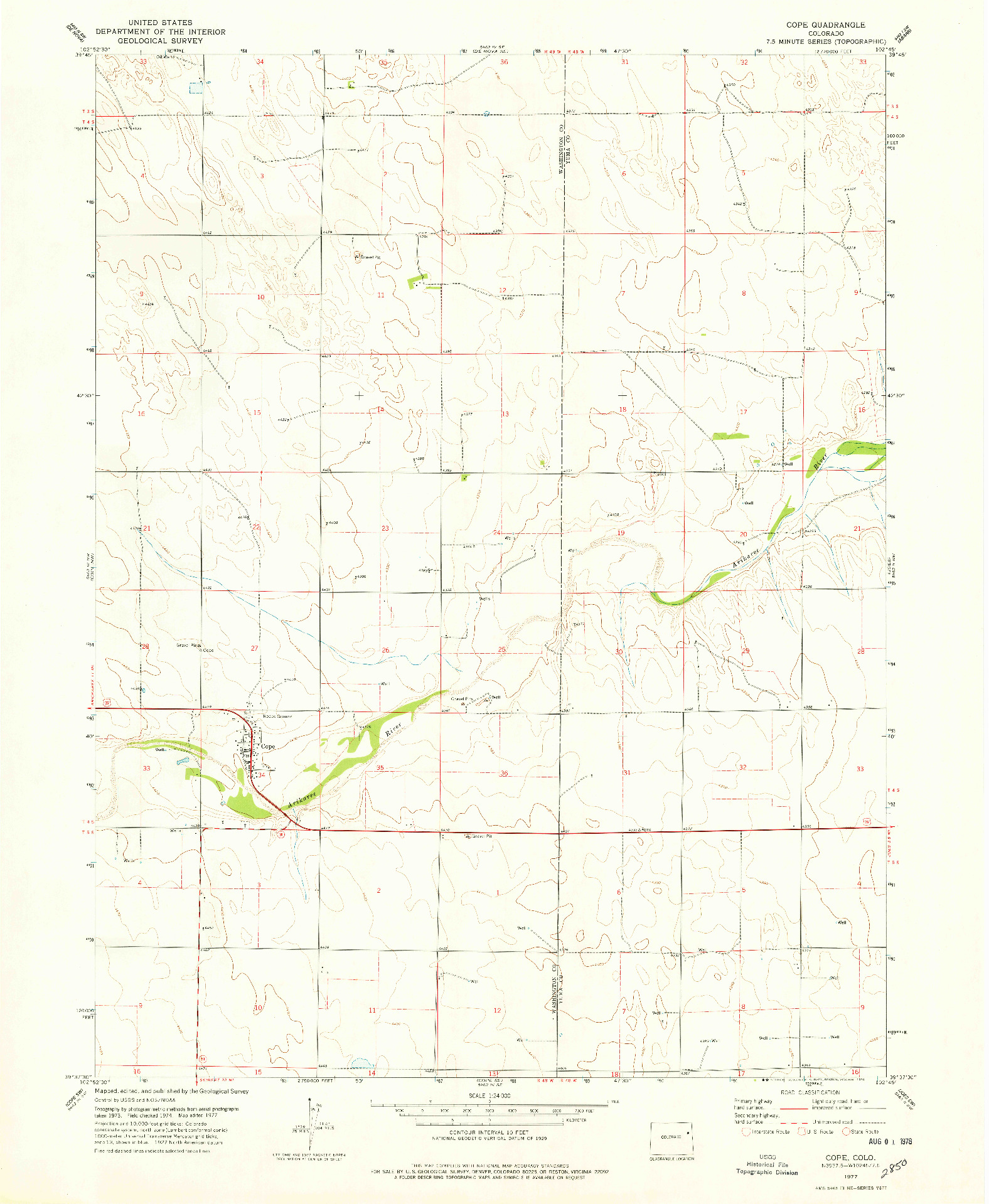USGS 1:24000-SCALE QUADRANGLE FOR COPE, CO 1977