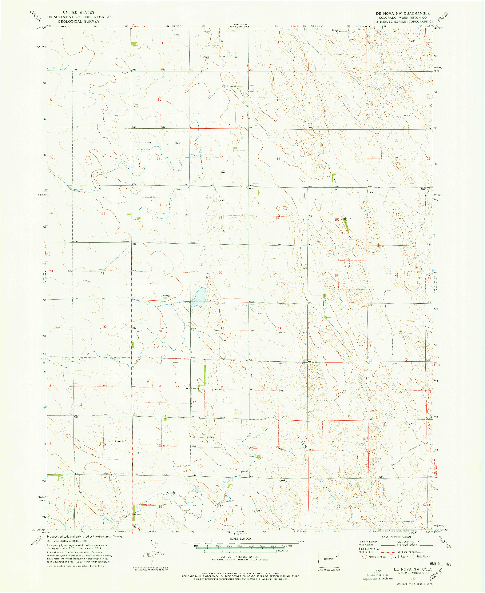 USGS 1:24000-SCALE QUADRANGLE FOR DE NOVA NW, CO 1974