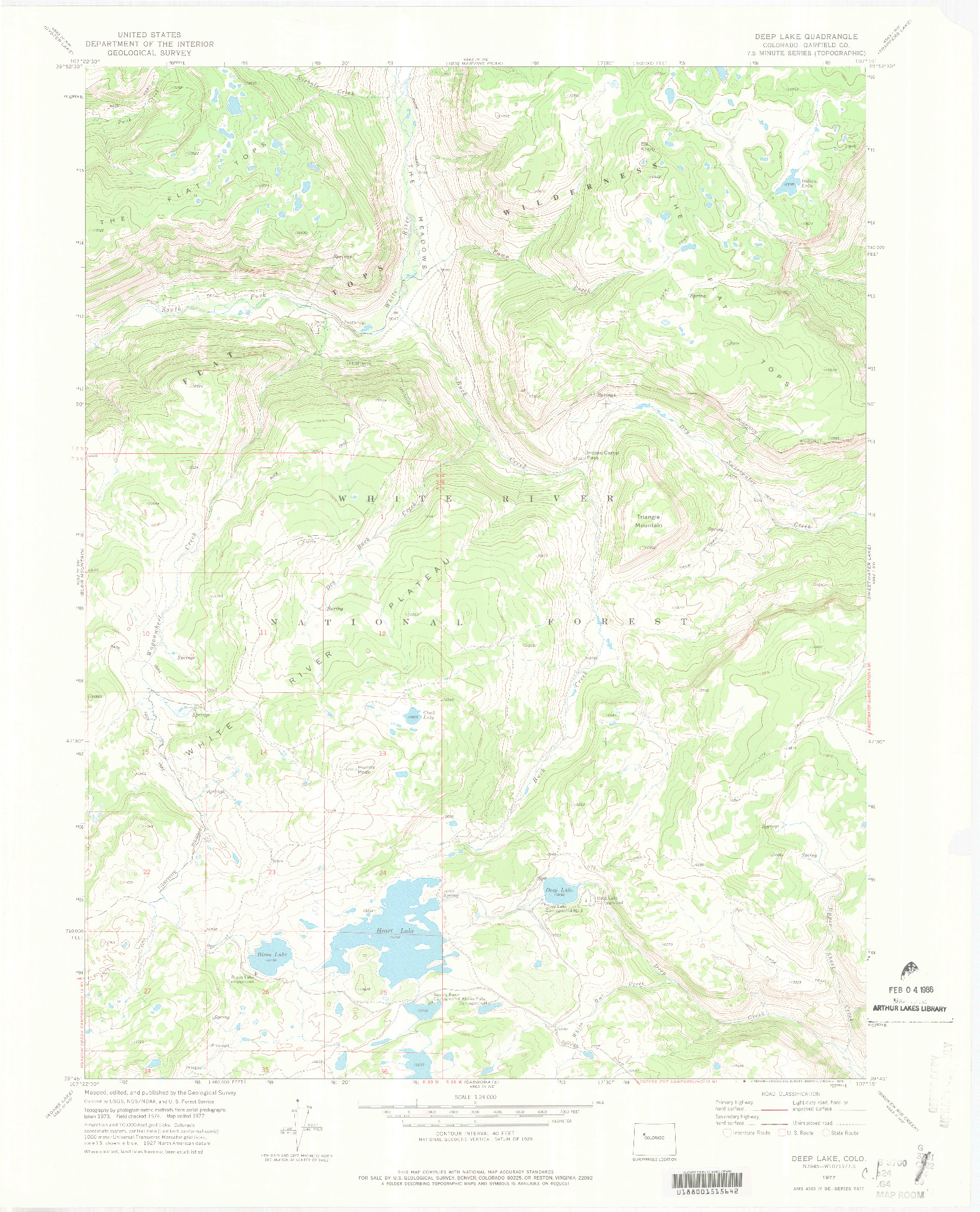 USGS 1:24000-SCALE QUADRANGLE FOR DEEP LAKE, CO 1977