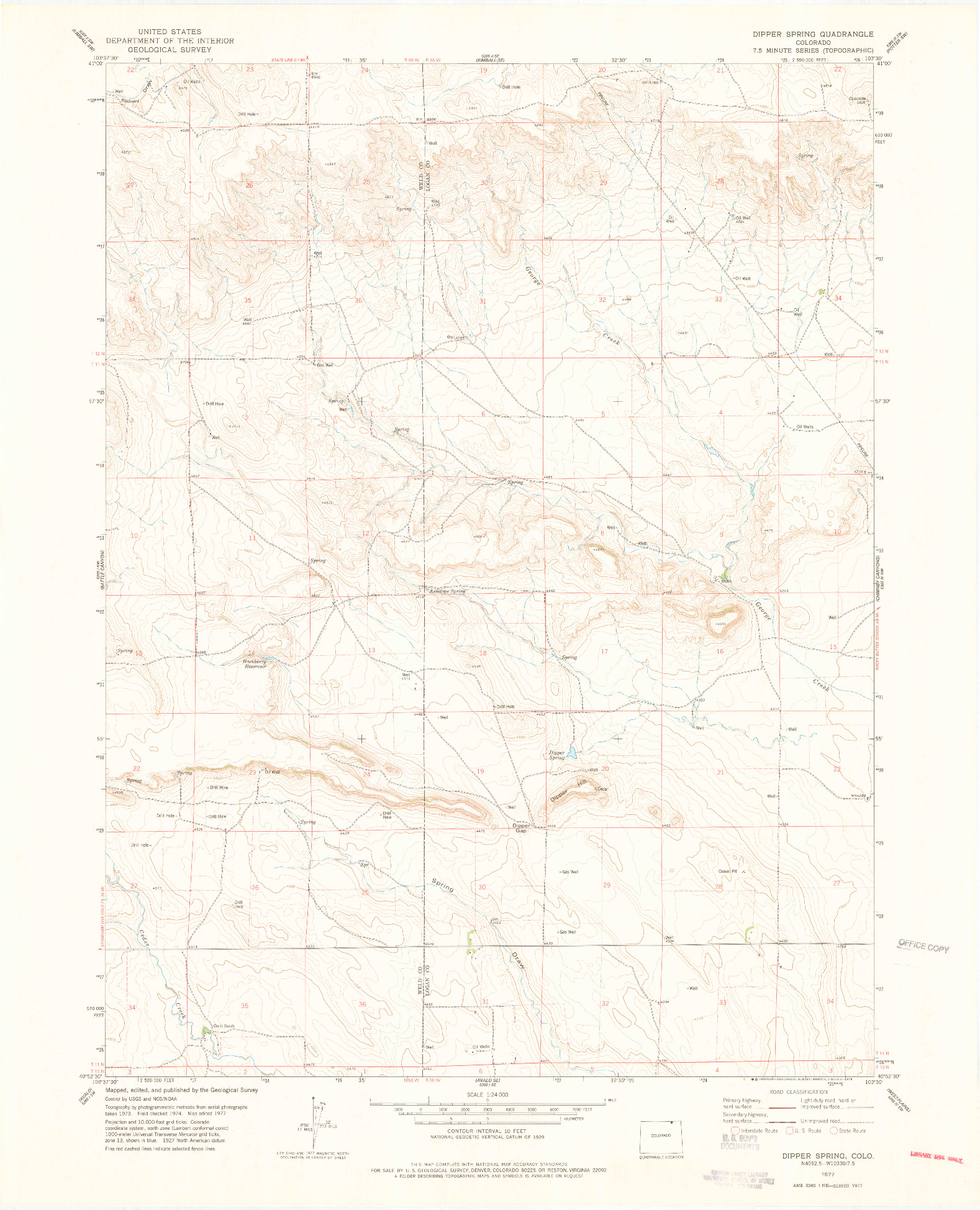 USGS 1:24000-SCALE QUADRANGLE FOR DIPPER SPRING, CO 1977