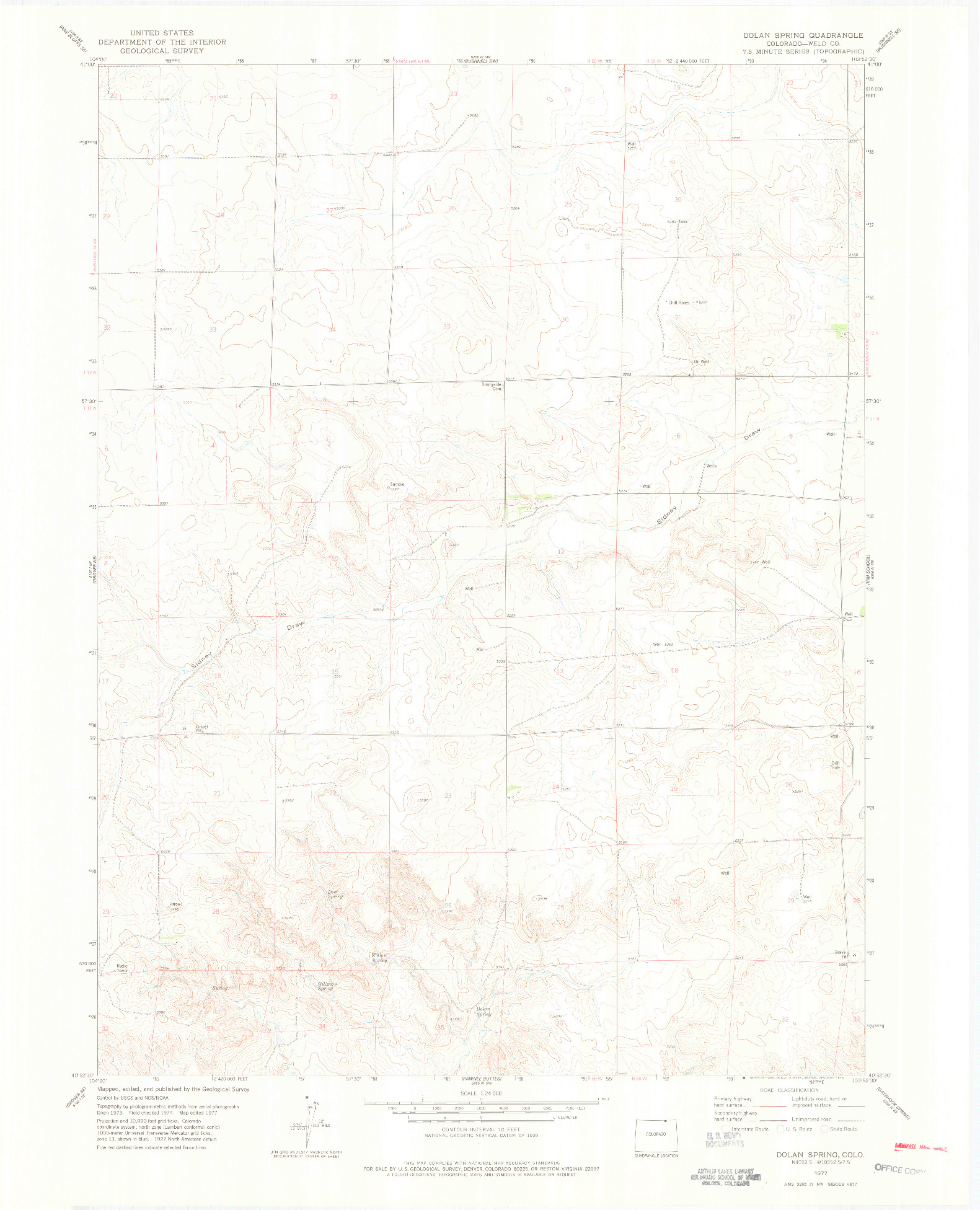 USGS 1:24000-SCALE QUADRANGLE FOR DOLAN SPRING, CO 1977