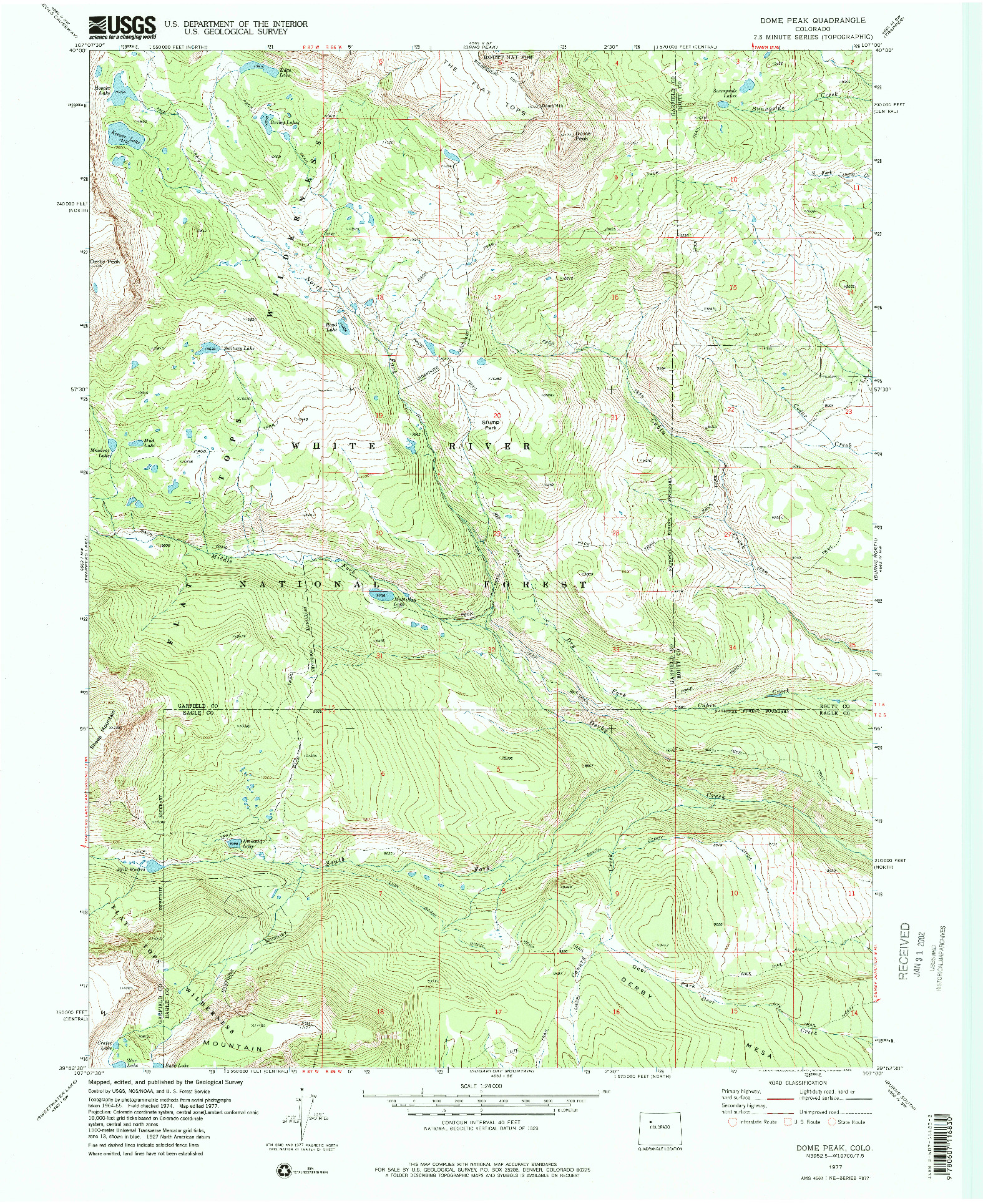 USGS 1:24000-SCALE QUADRANGLE FOR DOME PEAK, CO 1977