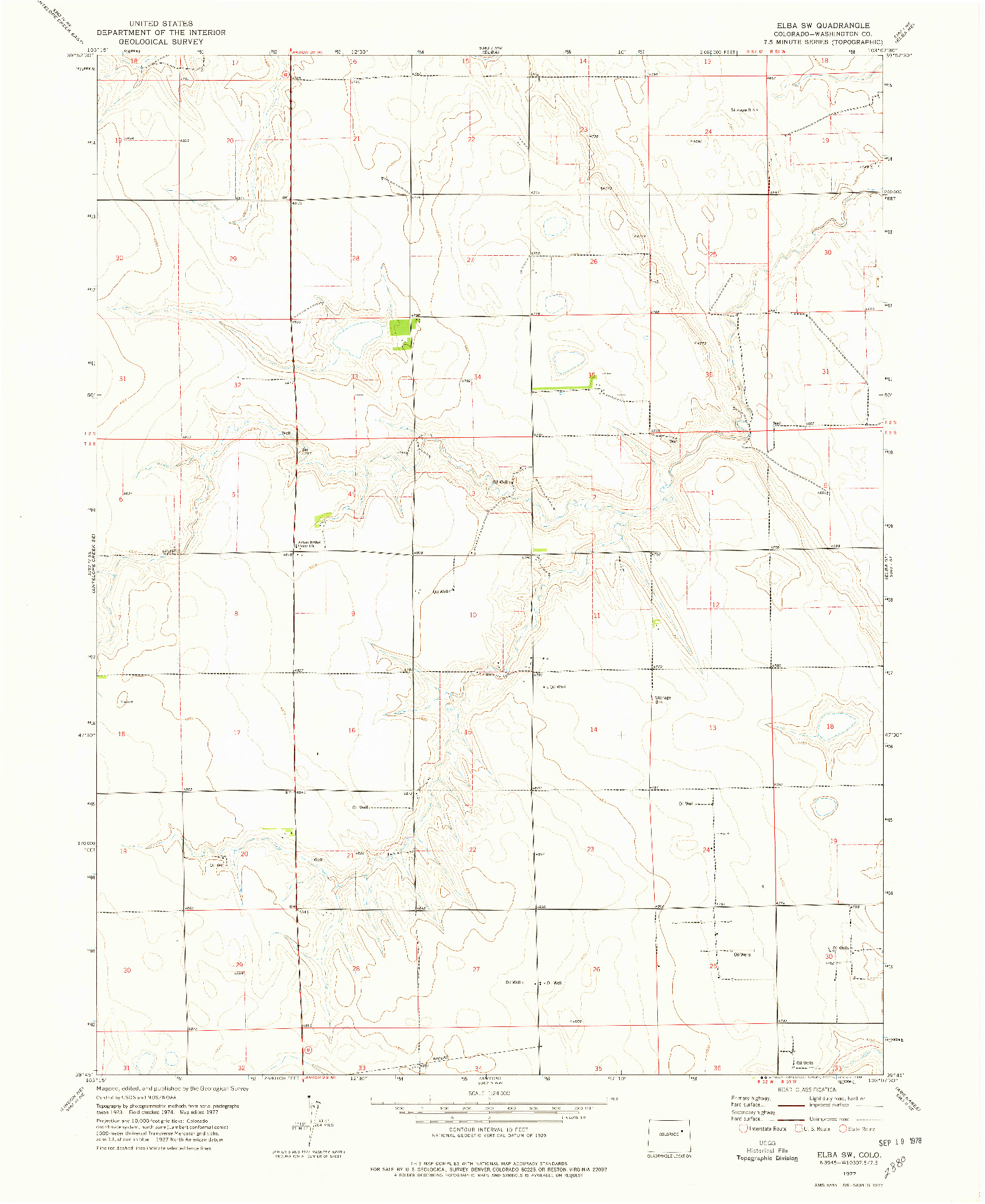 USGS 1:24000-SCALE QUADRANGLE FOR ELBA SW, CO 1977