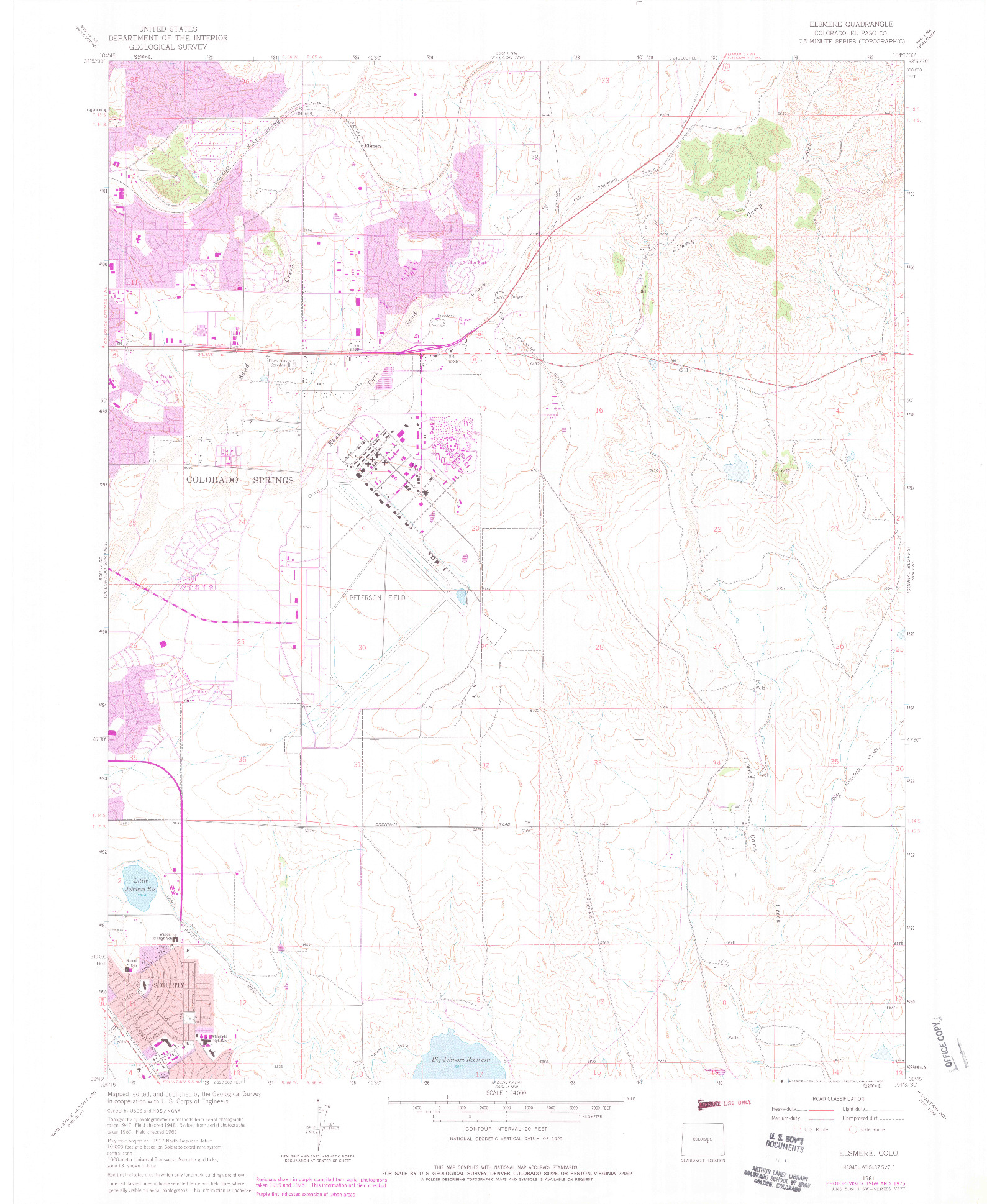 USGS 1:24000-SCALE QUADRANGLE FOR ELSMERE, CO 1961