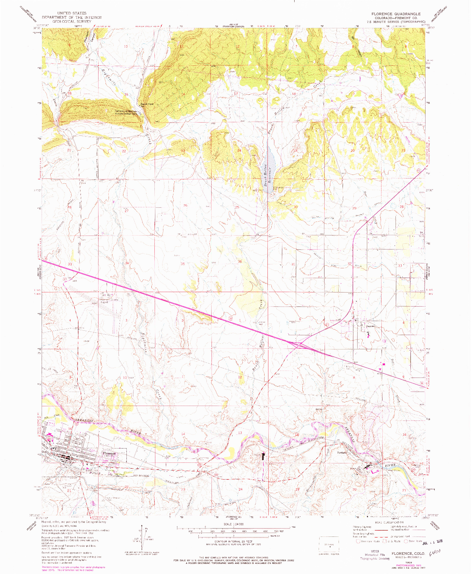 USGS 1:24000-SCALE QUADRANGLE FOR FLORENCE, CO 1959