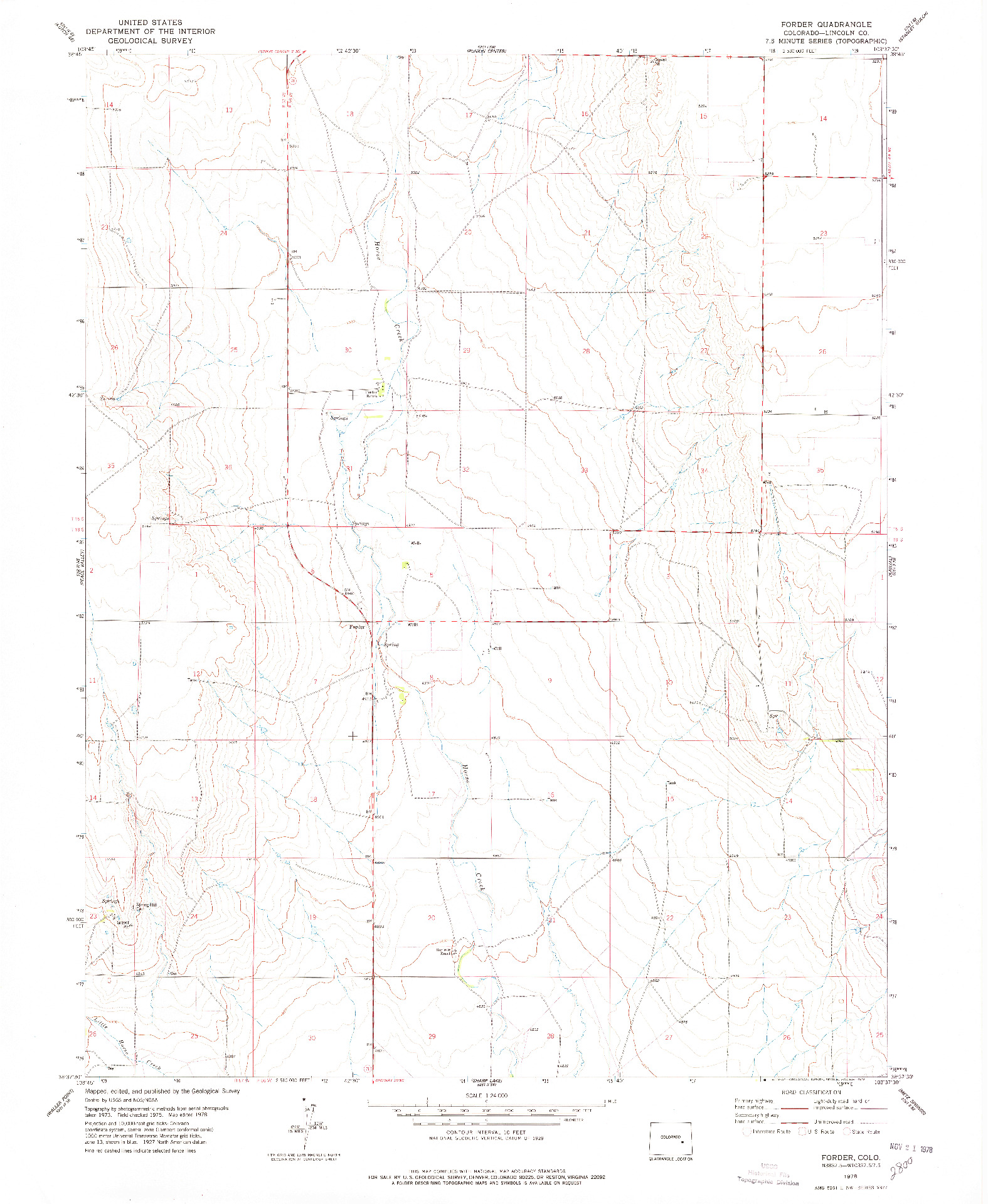 USGS 1:24000-SCALE QUADRANGLE FOR FORDER, CO 1978