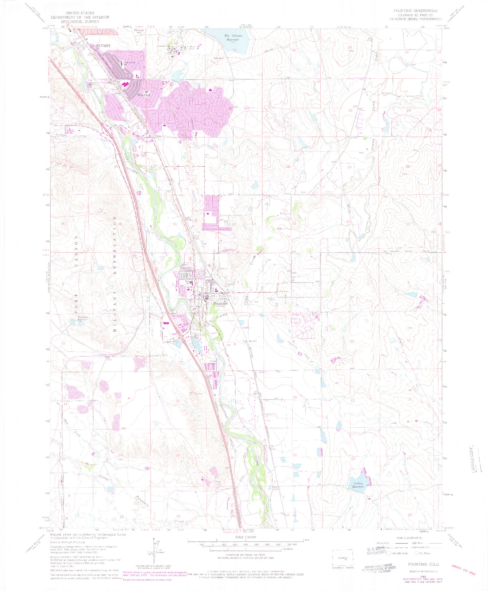 USGS 1:24000-SCALE QUADRANGLE FOR FOUNTAIN, CO 1961