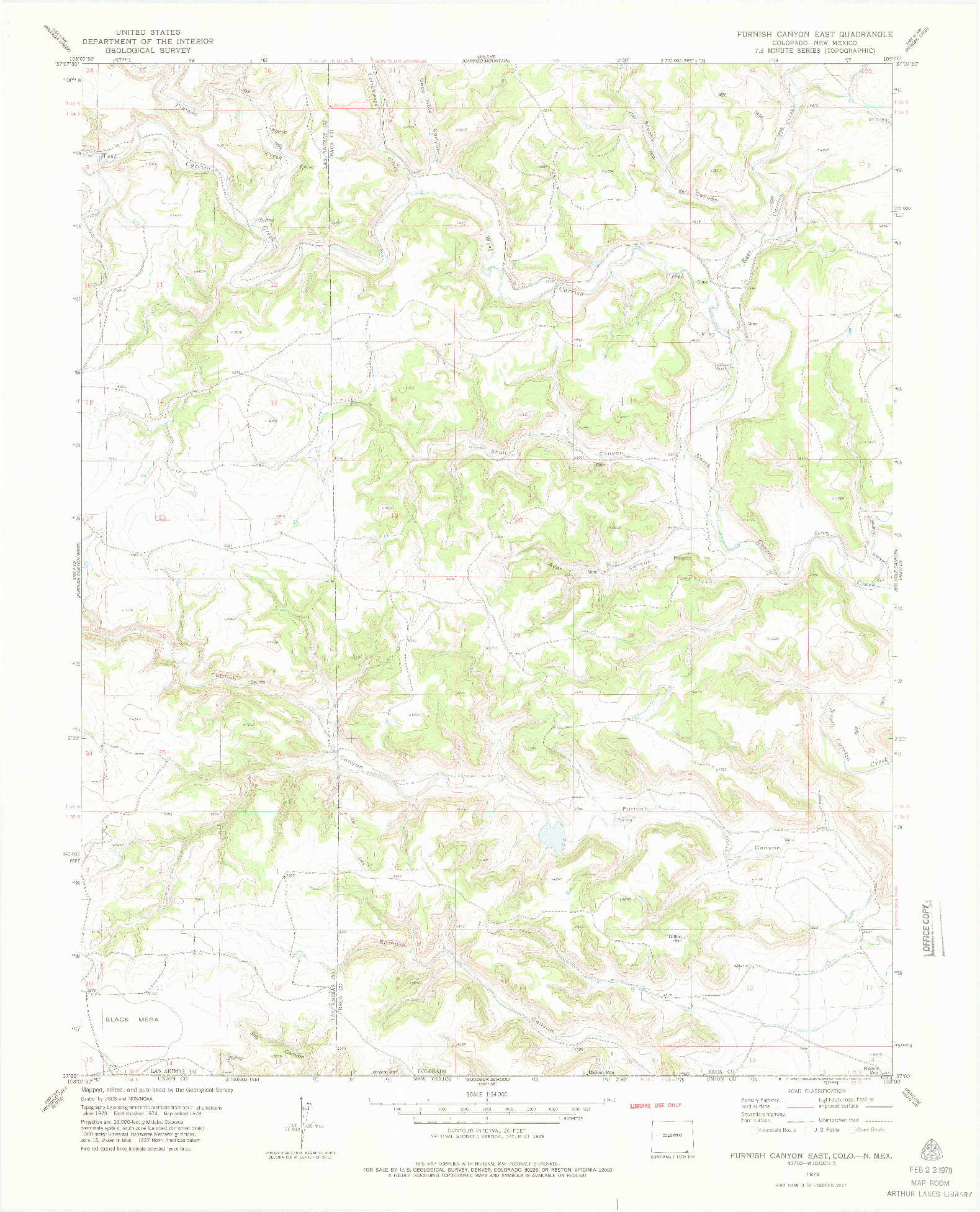 USGS 1:24000-SCALE QUADRANGLE FOR FURNISH CANYON EAST, CO 1978