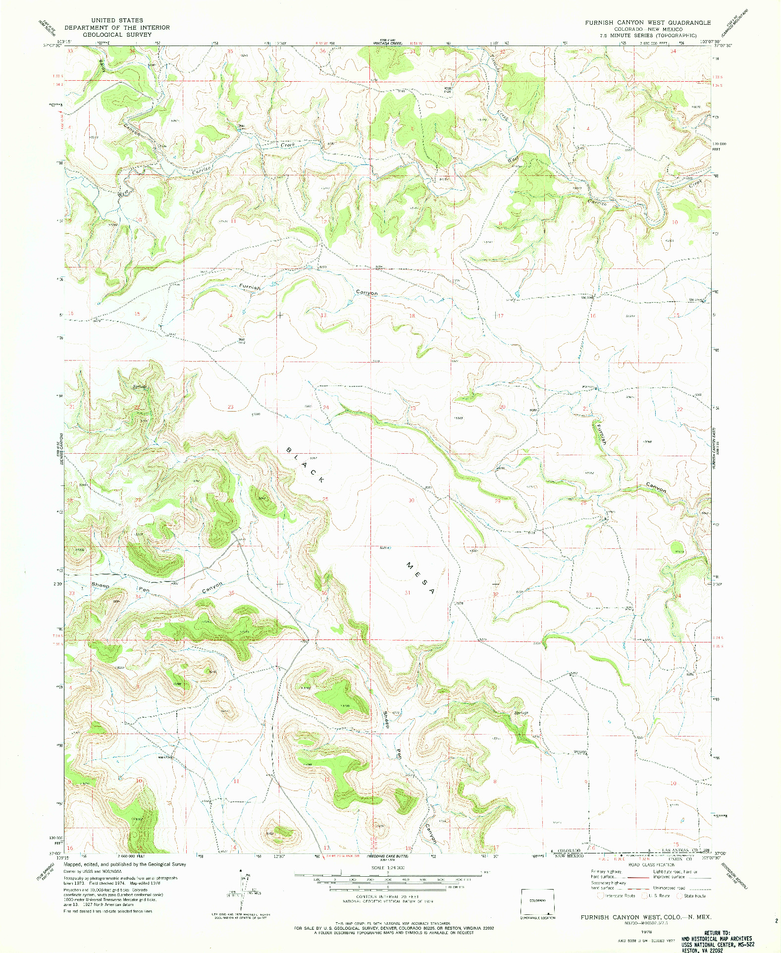 USGS 1:24000-SCALE QUADRANGLE FOR FURNISH CANYON WEST, CO 1978