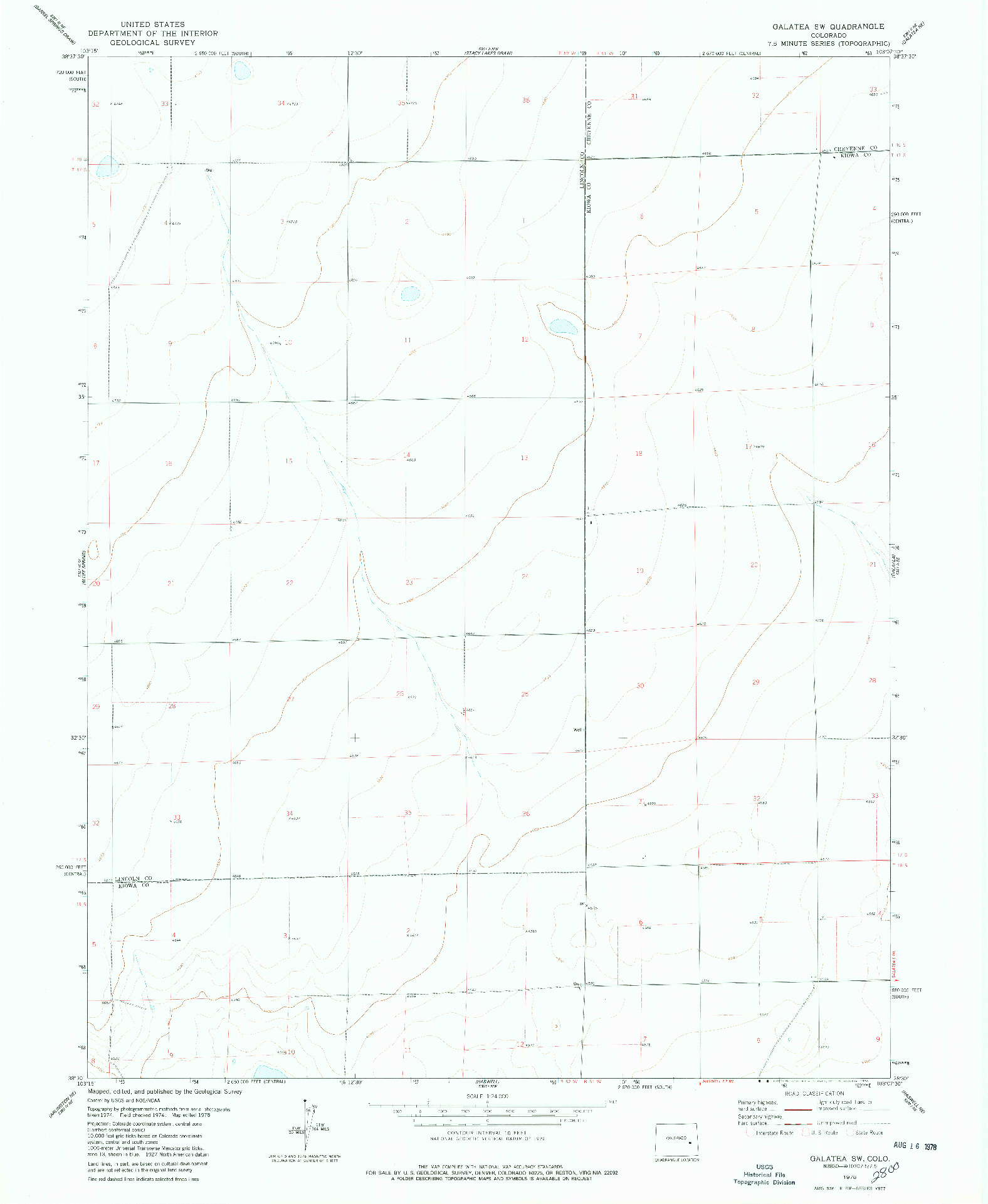 USGS 1:24000-SCALE QUADRANGLE FOR GALATEA SW, CO 1978