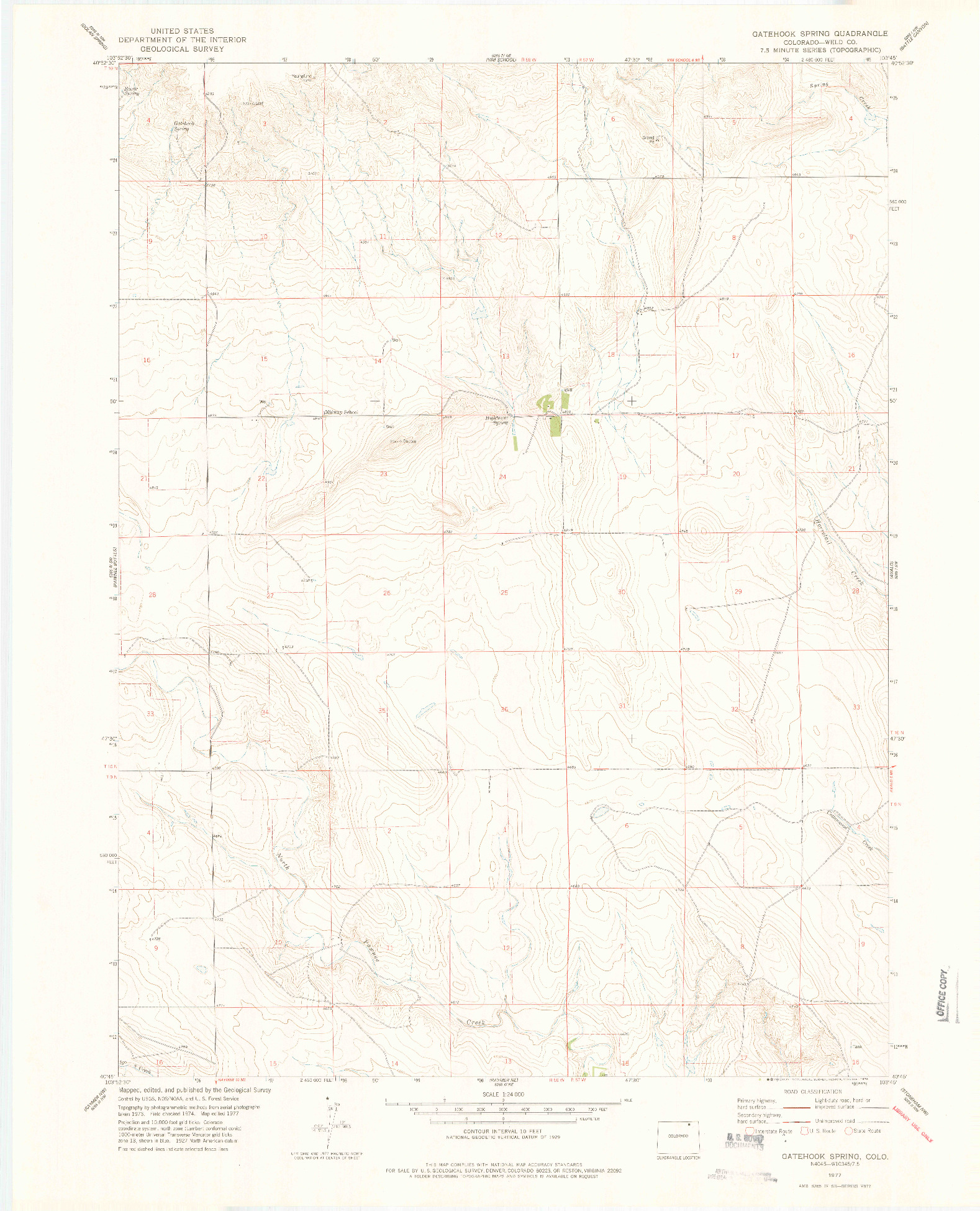 USGS 1:24000-SCALE QUADRANGLE FOR GATEHOOK SPRING, CO 1977