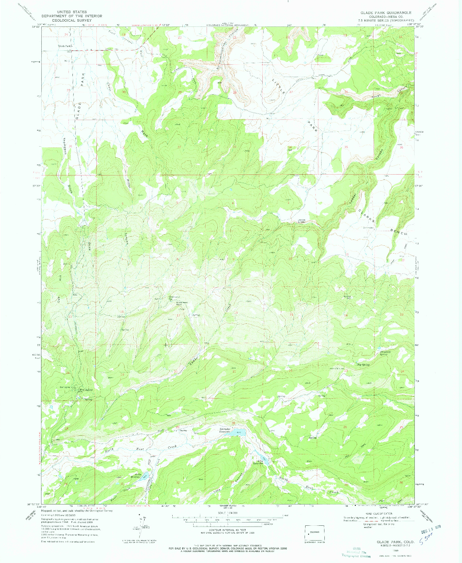 USGS 1:24000-SCALE QUADRANGLE FOR GLADE PARK, CO 1969