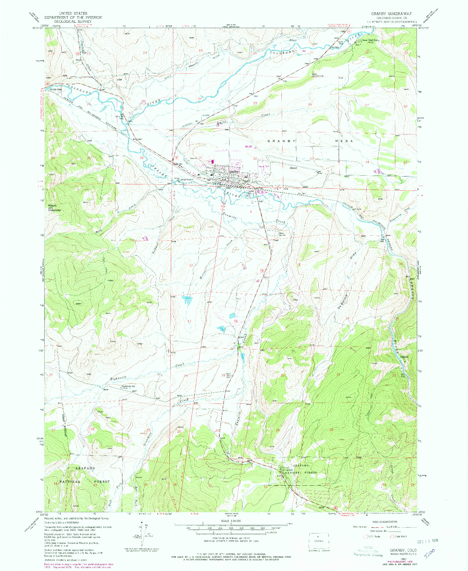 USGS 1:24000-SCALE QUADRANGLE FOR GRANBY, CO 1957