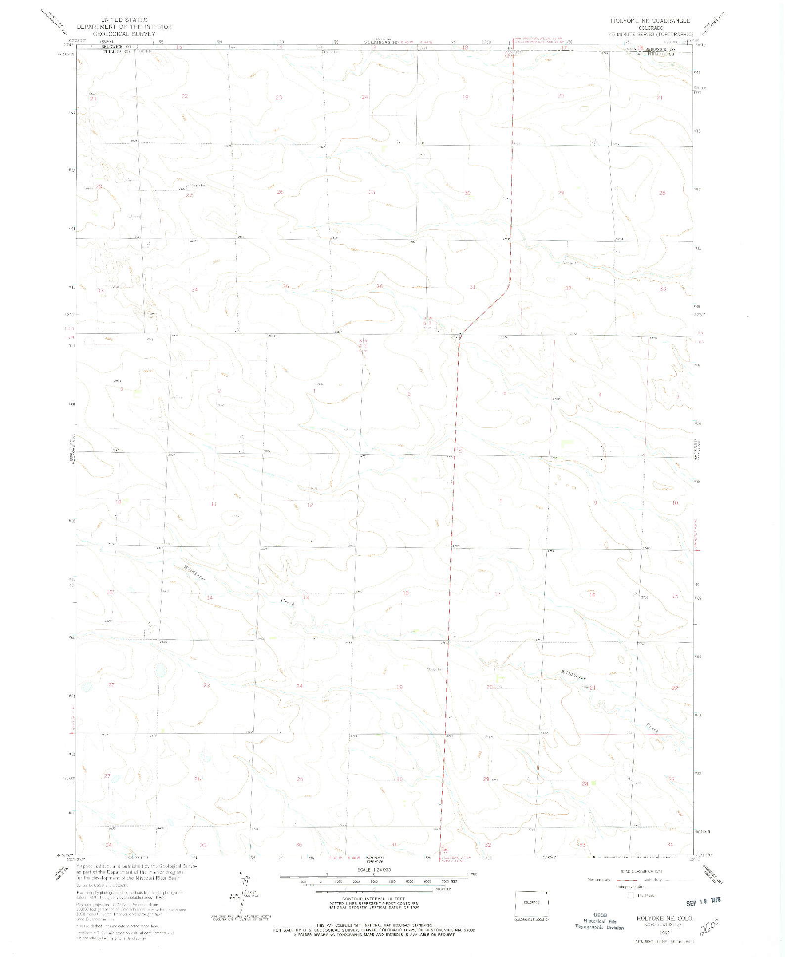 USGS 1:24000-SCALE QUADRANGLE FOR HOLYOKE NE, CO 1962