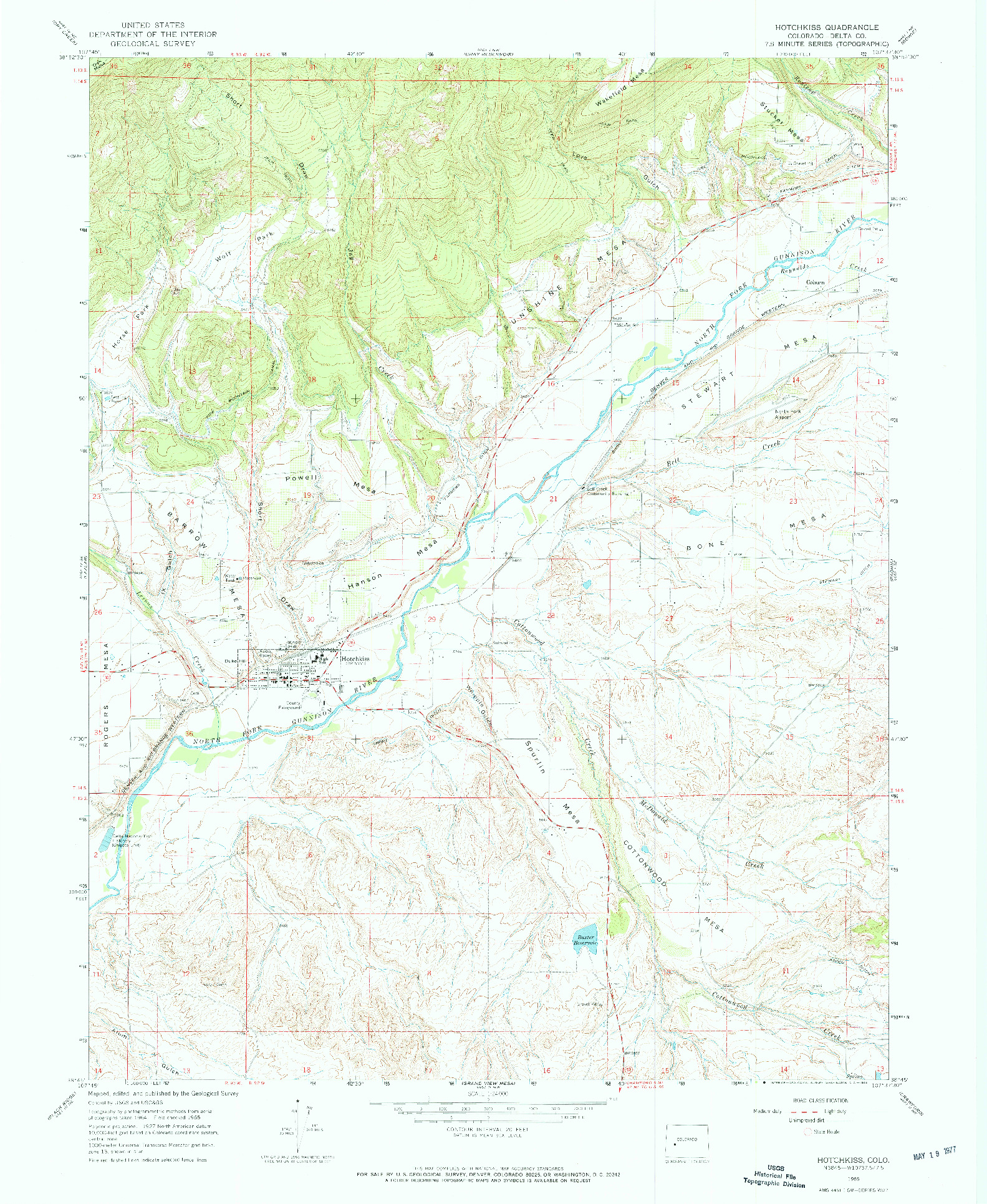 USGS 1:24000-SCALE QUADRANGLE FOR HOTCHKISS, CO 1967