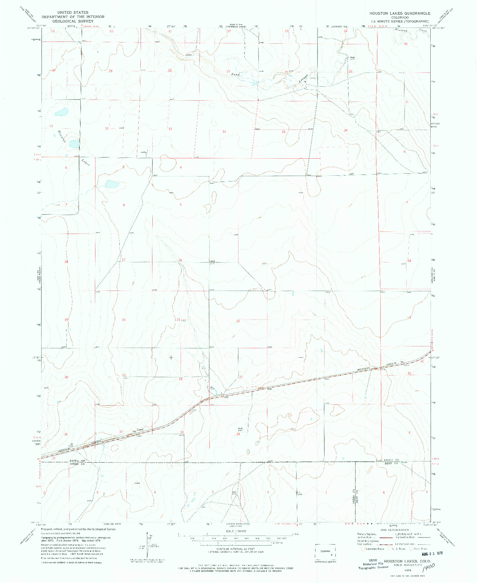 USGS 1:24000-SCALE QUADRANGLE FOR HOUSTON LAKES, CO 1978