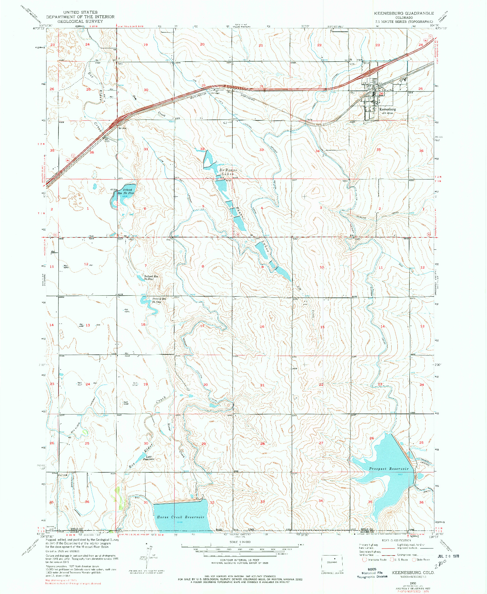 USGS 1:24000-SCALE QUADRANGLE FOR KEENESBURG, CO 1950