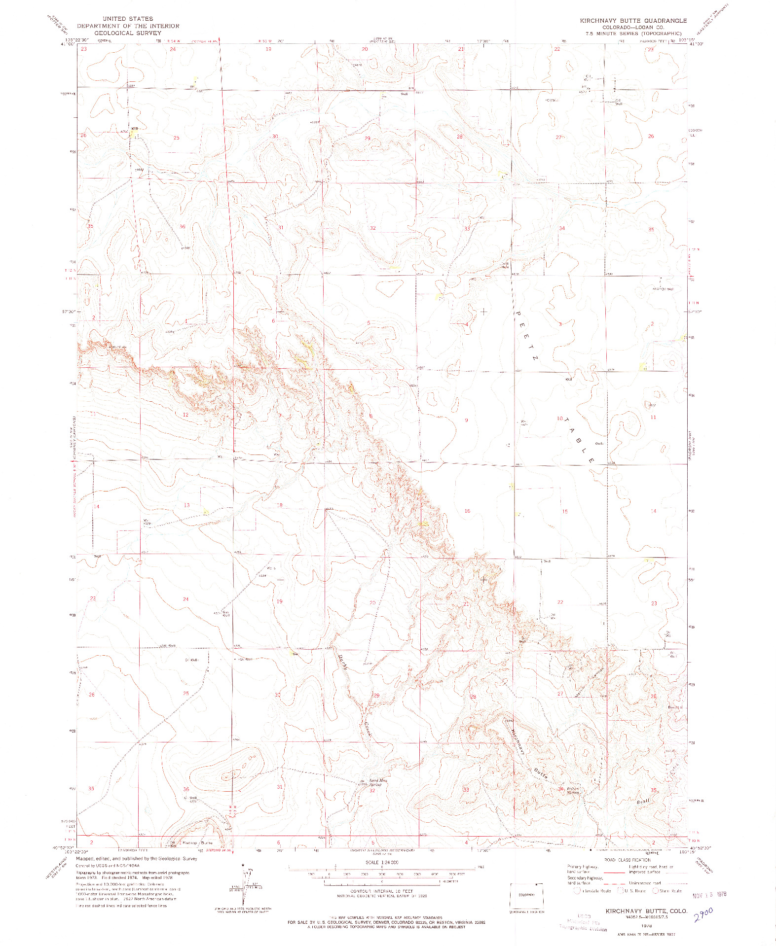USGS 1:24000-SCALE QUADRANGLE FOR KIRCHNAVY BUTTE, CO 1978